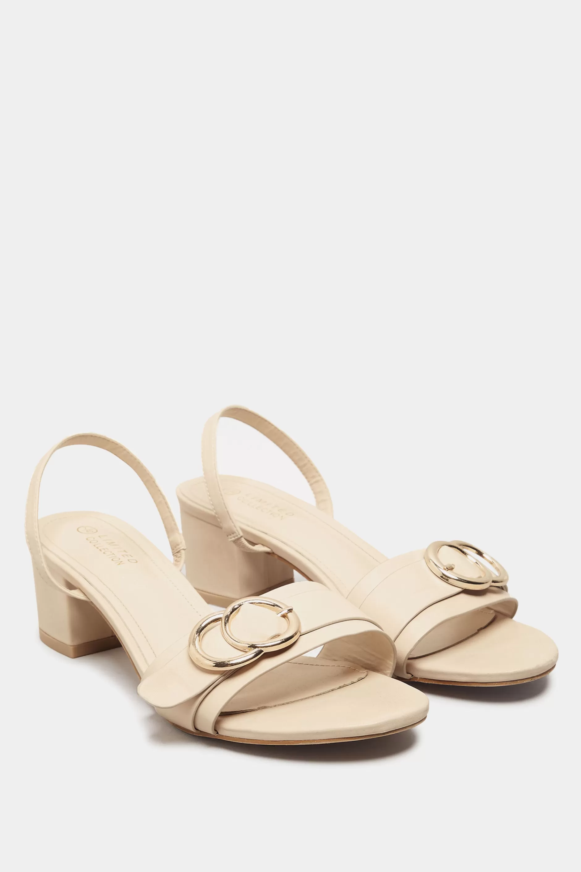 Women M&Co Heels>Limited Collection Limited Collection Beige Brown Buckle Block Heeled Sandal In Wide E Fit & Extra Wide Eee Fit