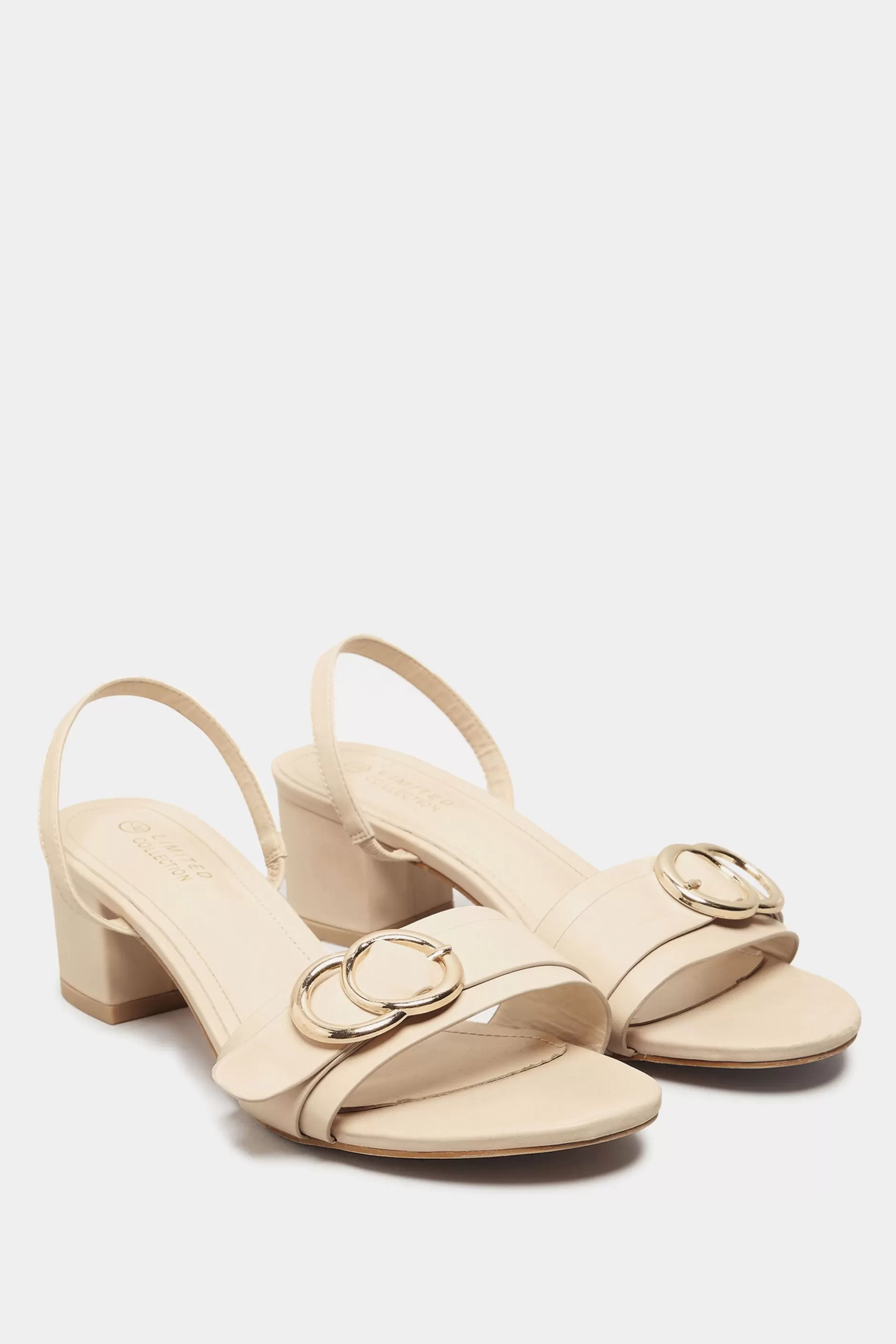 Women M&Co Heels>Limited Collection Limited Collection Beige Brown Buckle Slingback Block Heel Sandal In Wide E Fit