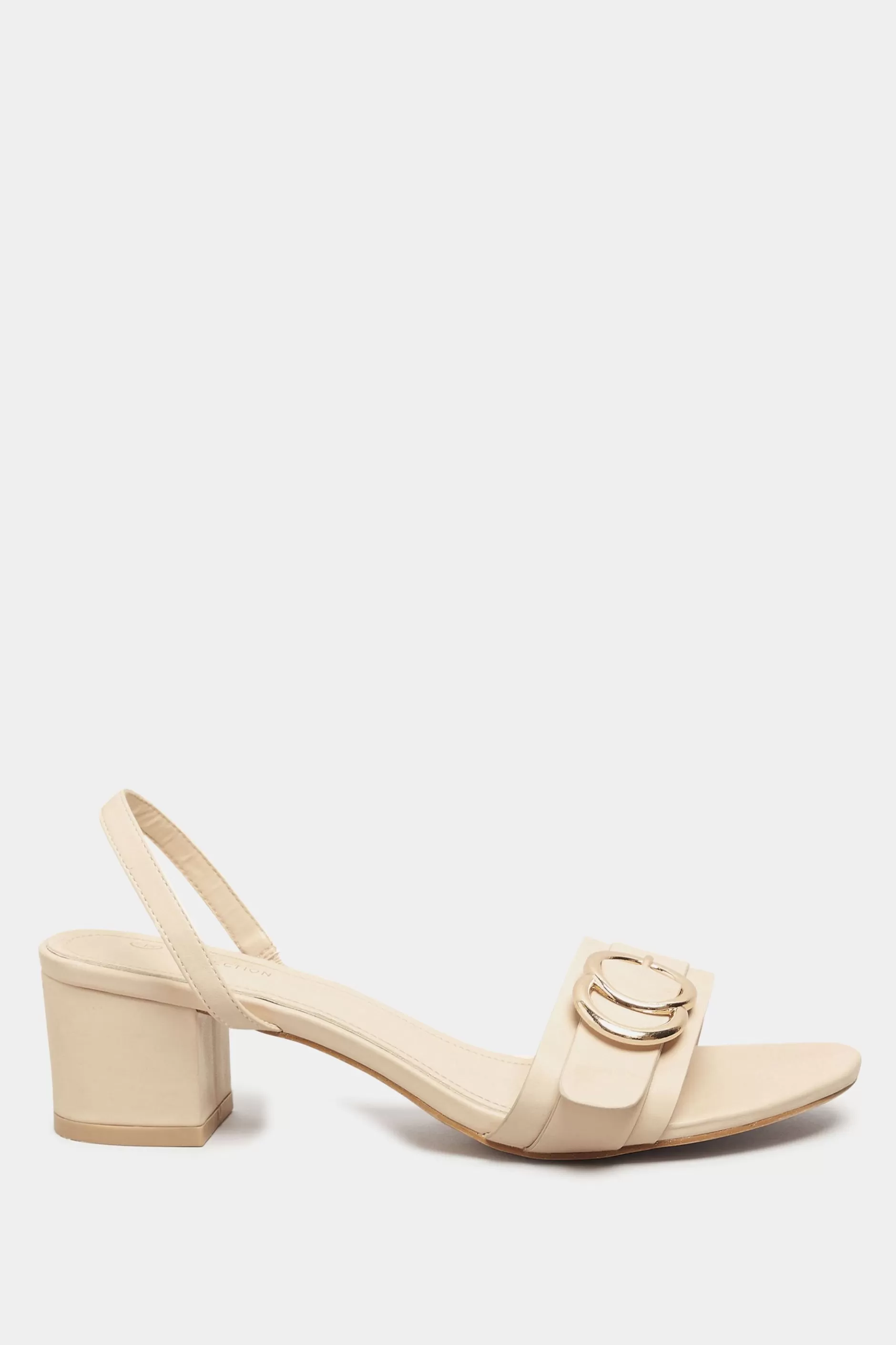 Women M&Co Heels>Limited Collection Limited Collection Beige Brown Buckle Slingback Block Heel Sandal In Wide E Fit