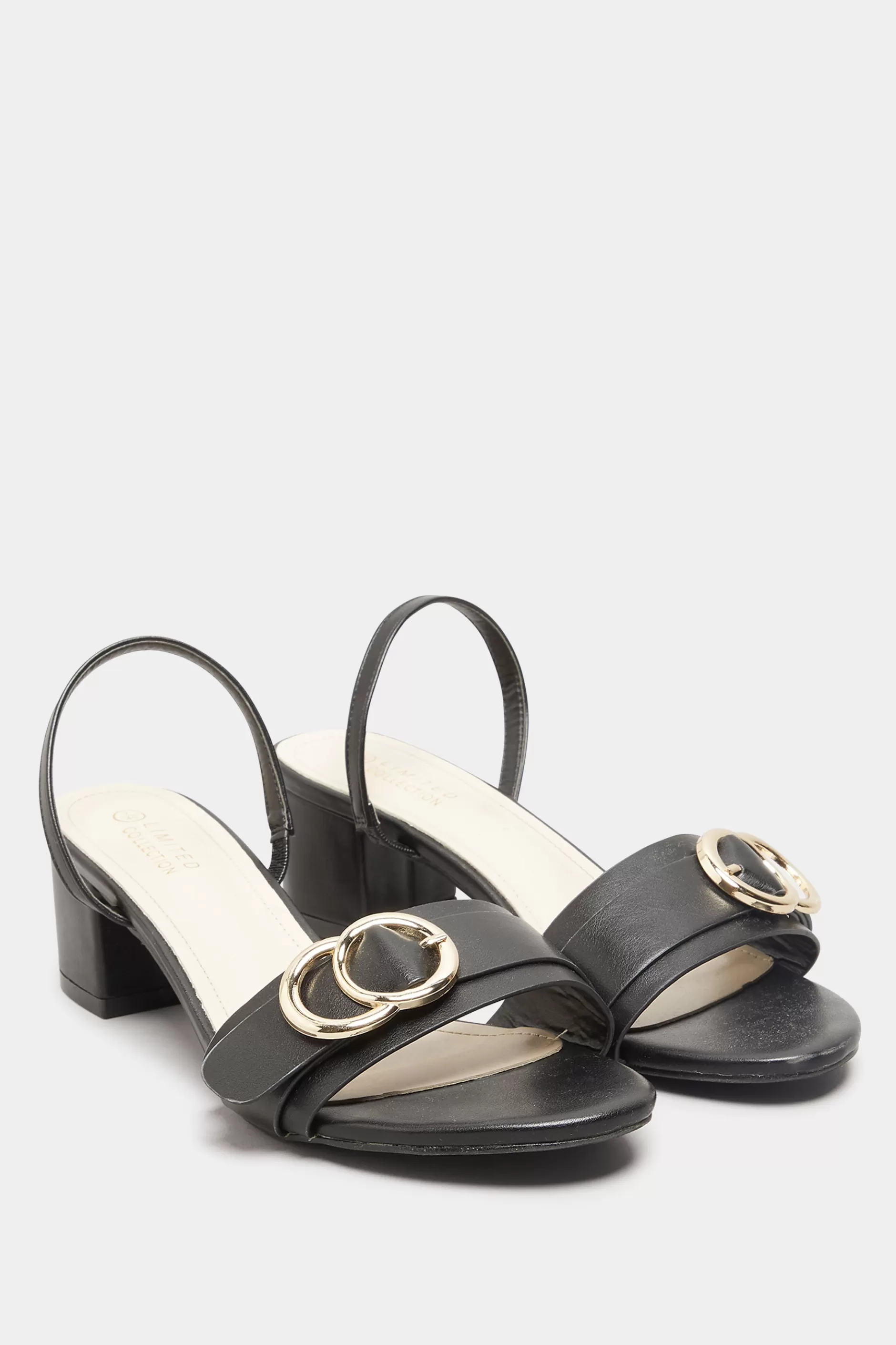 Women M&Co Heels>Limited Collection Limited Collection Black Buckle Block Heeled Sandal In Wide E Fit & Extra Wide Eee Fit