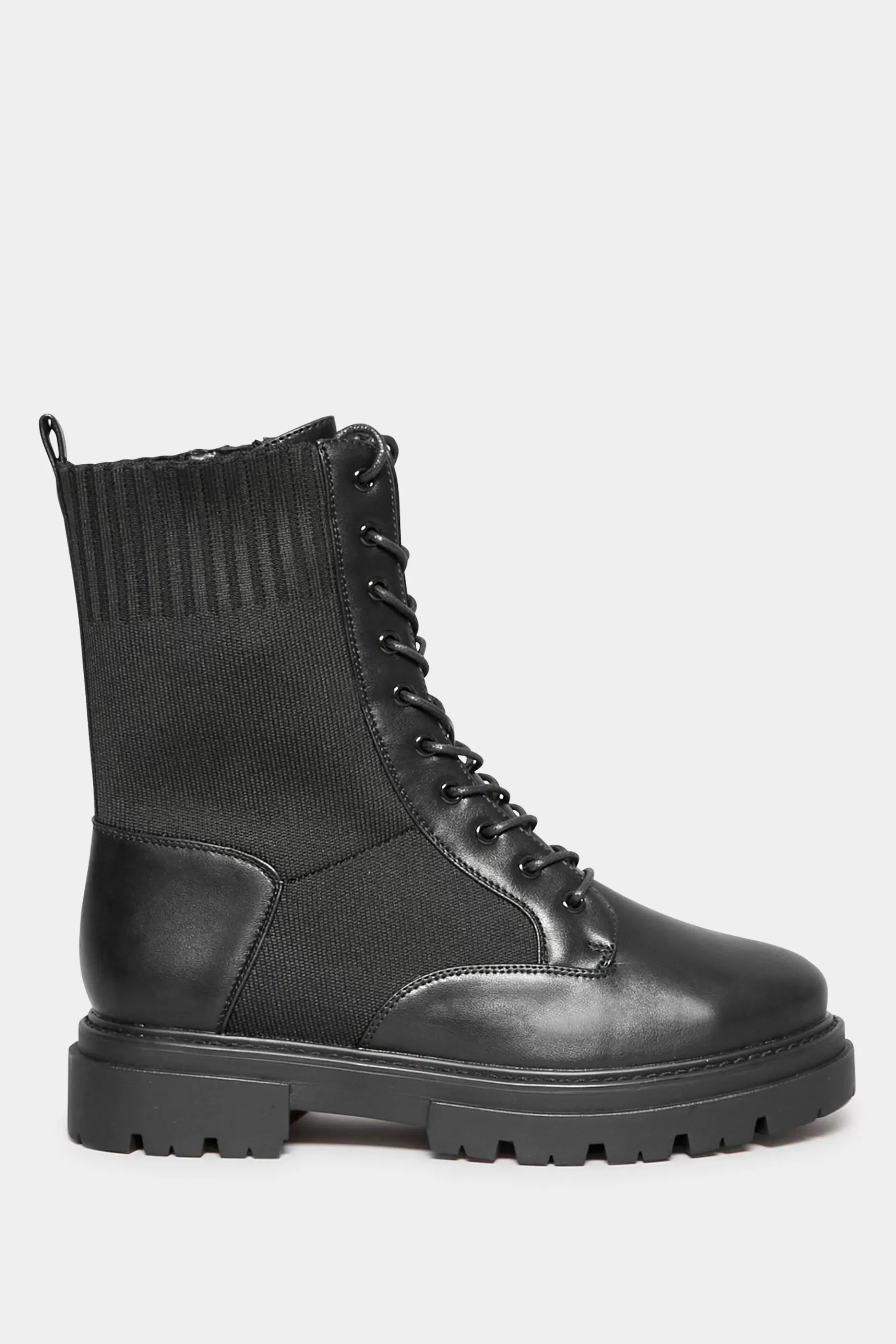 Women M&Co Boots>Limited Collection Limited Collection Black Chunky Sock Lace Up Boots In Wide E Fit & Extra Wide Eee Fit