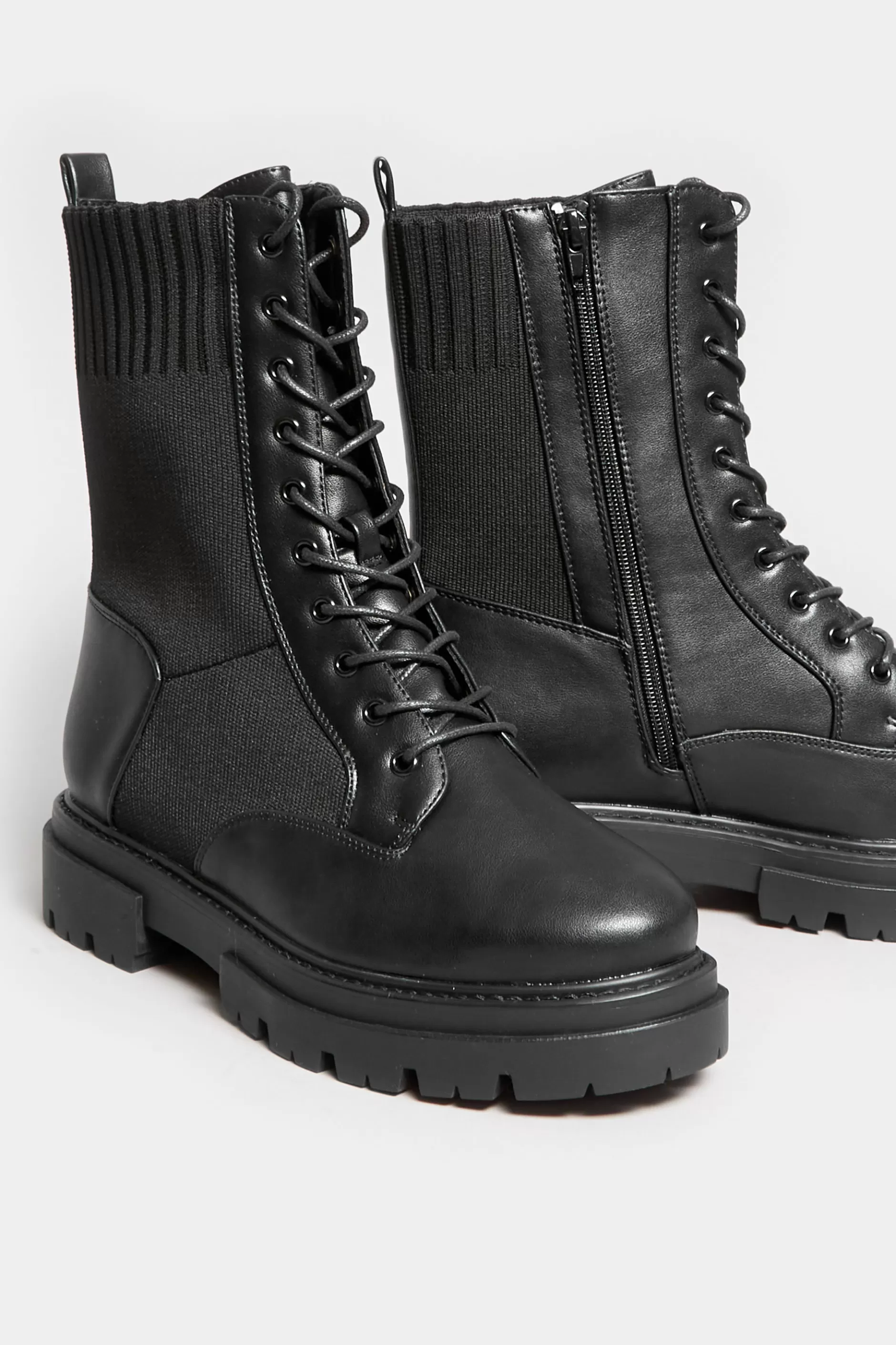 Women M&Co Boots>Limited Collection Limited Collection Black Chunky Sock Lace Up Boots In Wide E Fit & Extra Wide Eee Fit