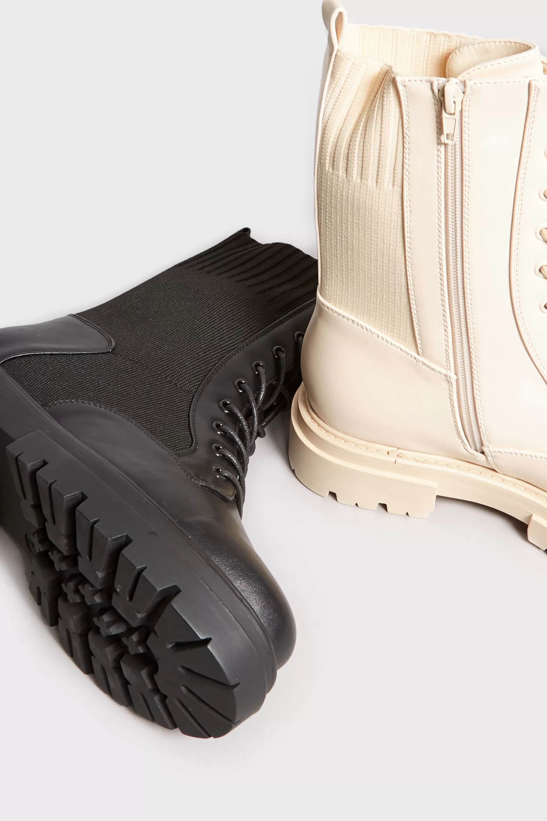 Women M&Co Boots>Limited Collection Limited Collection Black Chunky Sock Lace Up Boots In Wide E Fit & Extra Wide Eee Fit