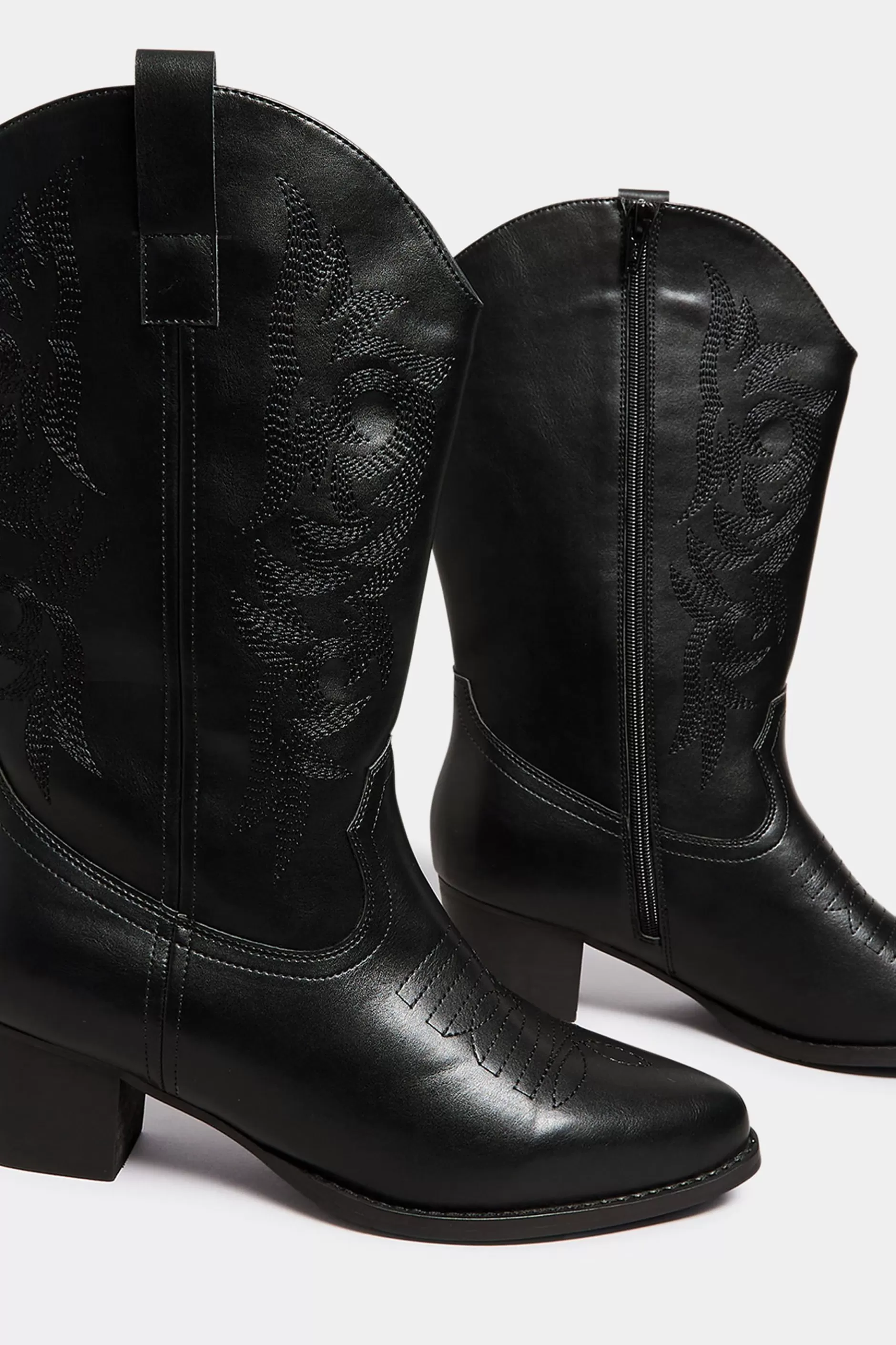 Women M&Co Boots>Limited Collection Limited Collection Black Cowboy Boots In Extra Wide Eee Fit