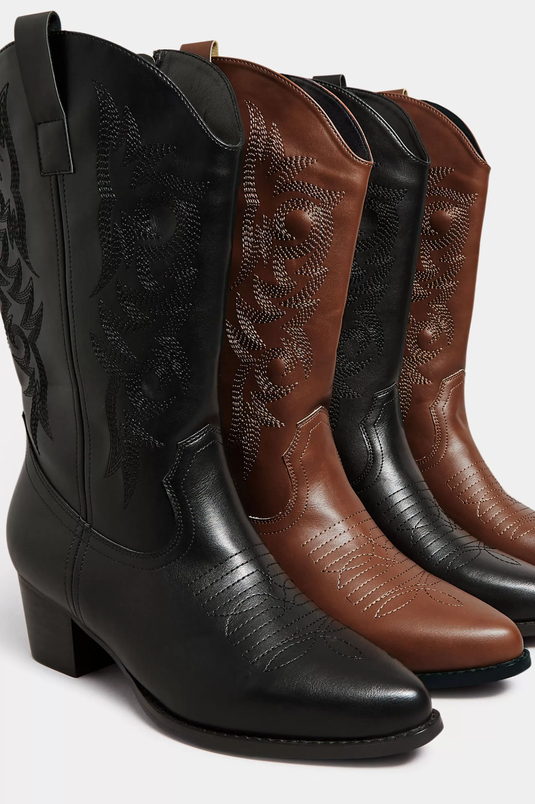 Women M&Co Boots>Limited Collection Limited Collection Black Cowboy Boots In Extra Wide Eee Fit