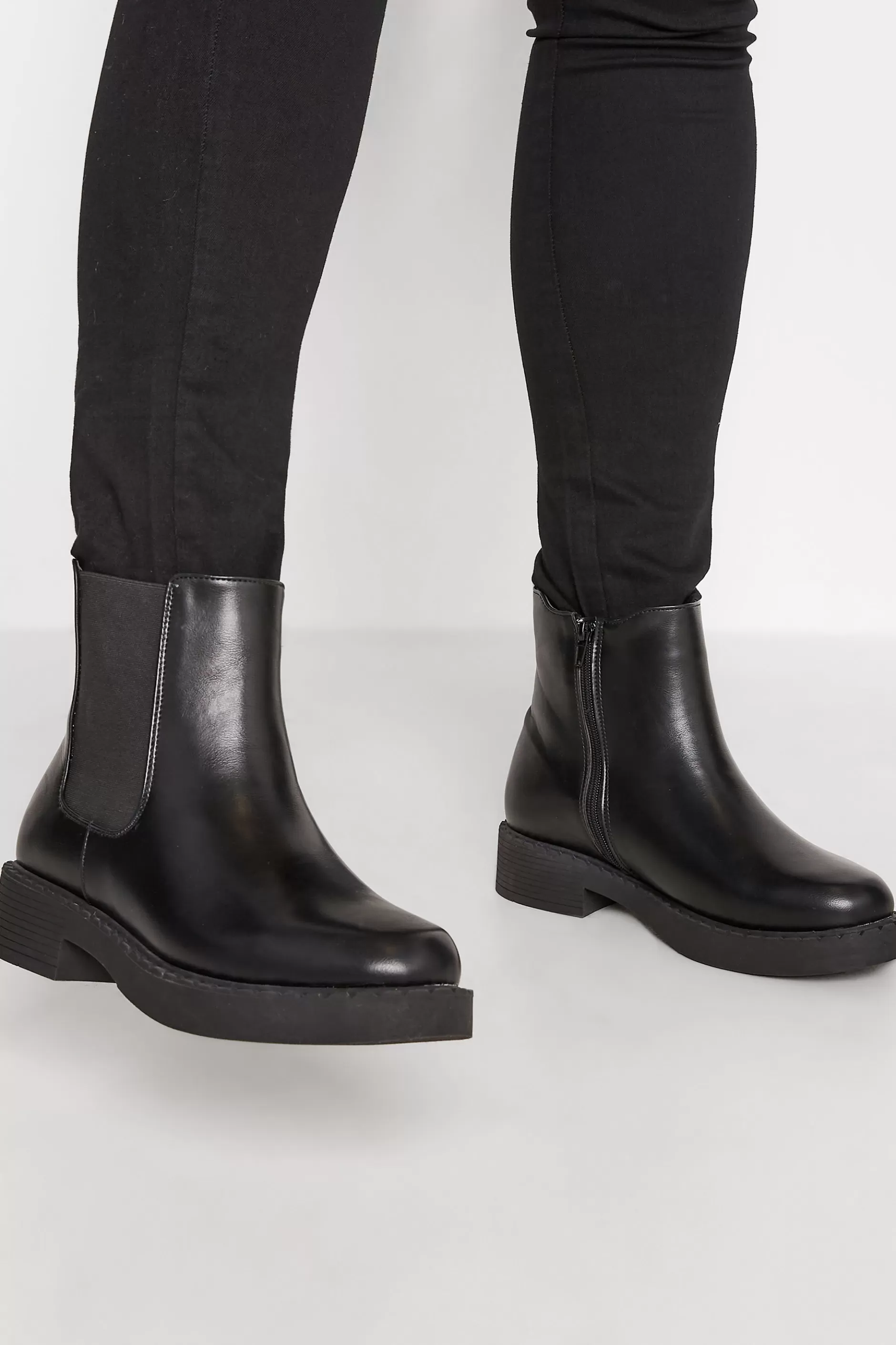 Women M&Co Boots>Limited Collection Limited Collection Black Faux Leather Chelsea Boots In Extra Wide Eee Fit