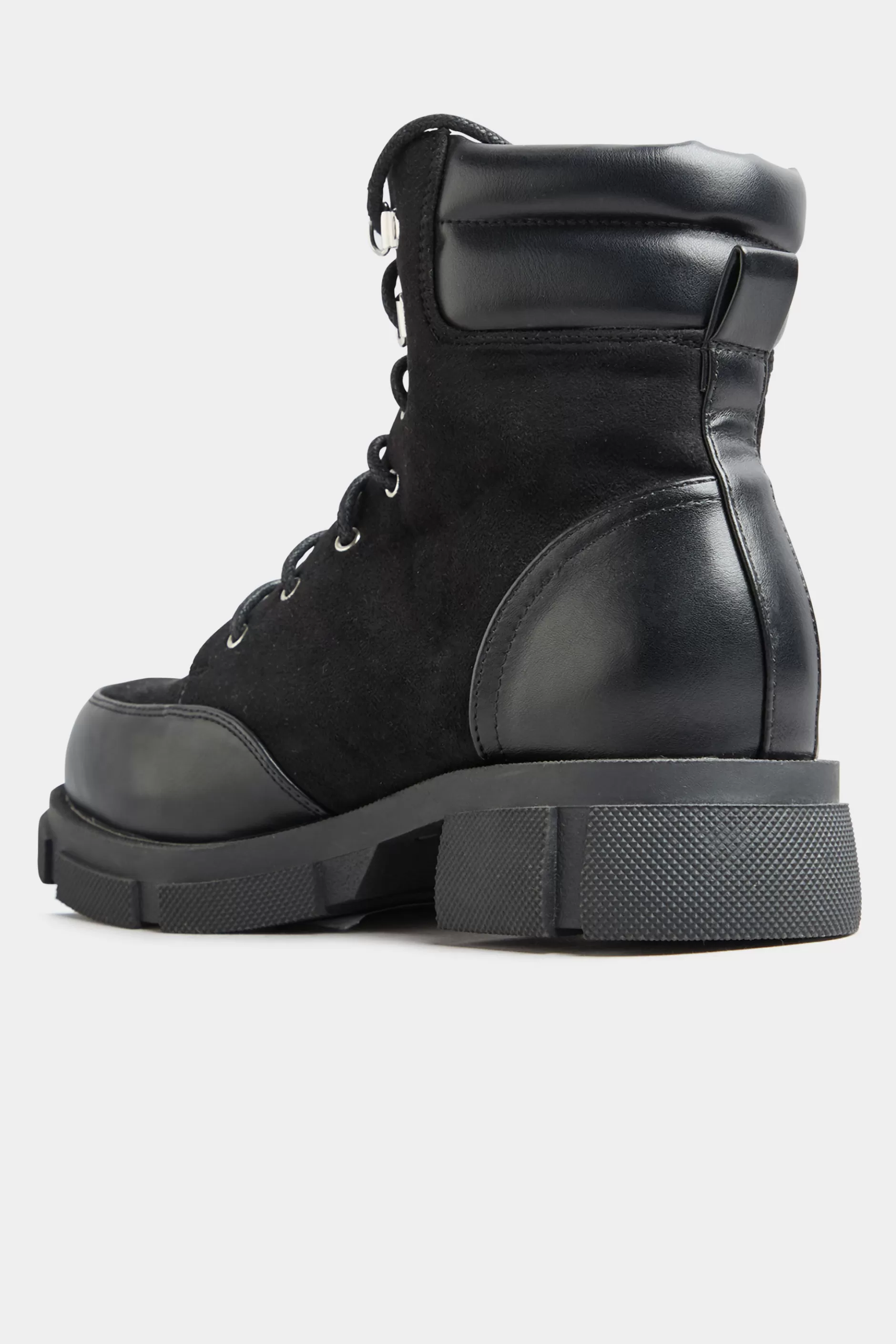 Women M&Co Boots>Limited Collection Limited Collection Black Faux Suede & Leather Lace Up Boots In Wide E Fit