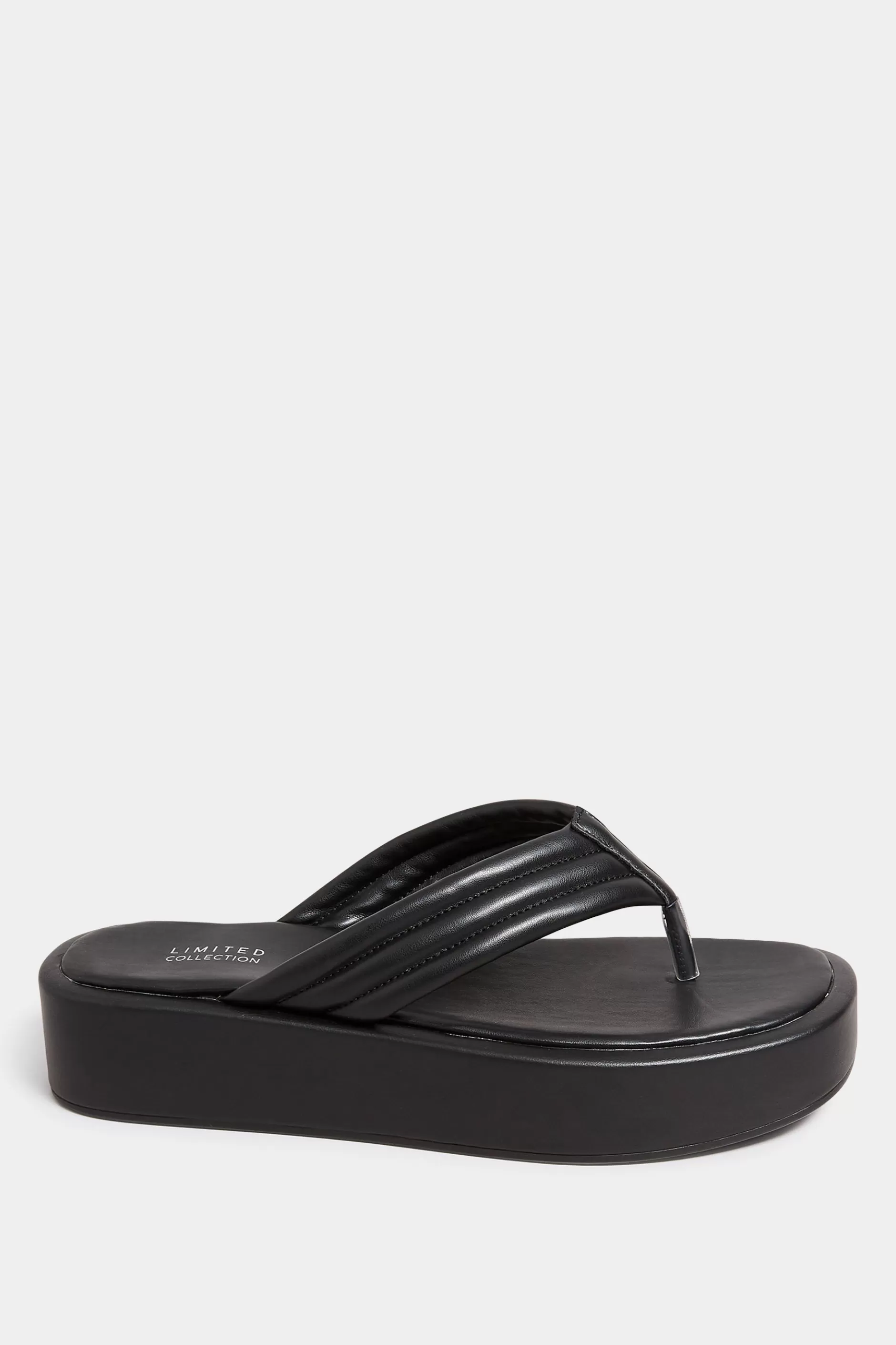 Women M&Co Flat Shoes>Limited Collection Limited Collection Black Flatform Flip Flops In Wide E Fit