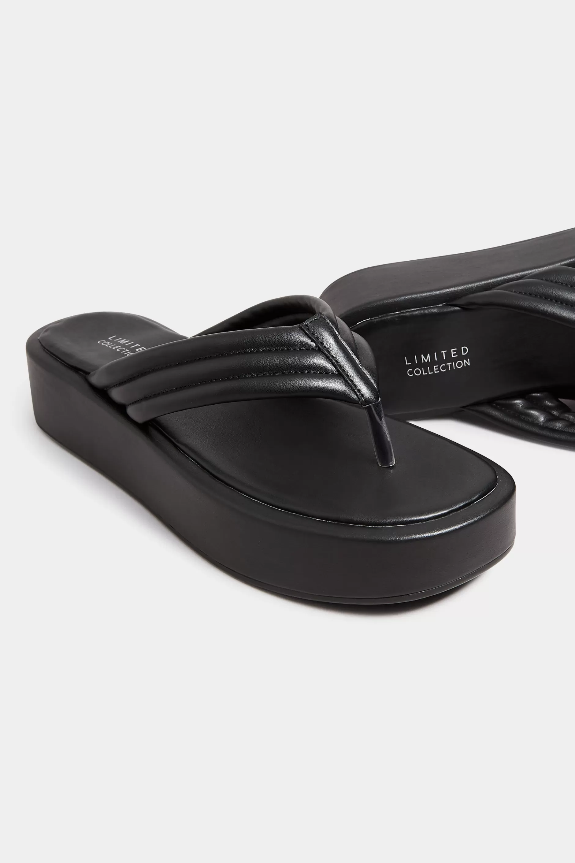Women M&Co Flat Shoes>Limited Collection Limited Collection Black Flatform Flip Flops In Wide E Fit