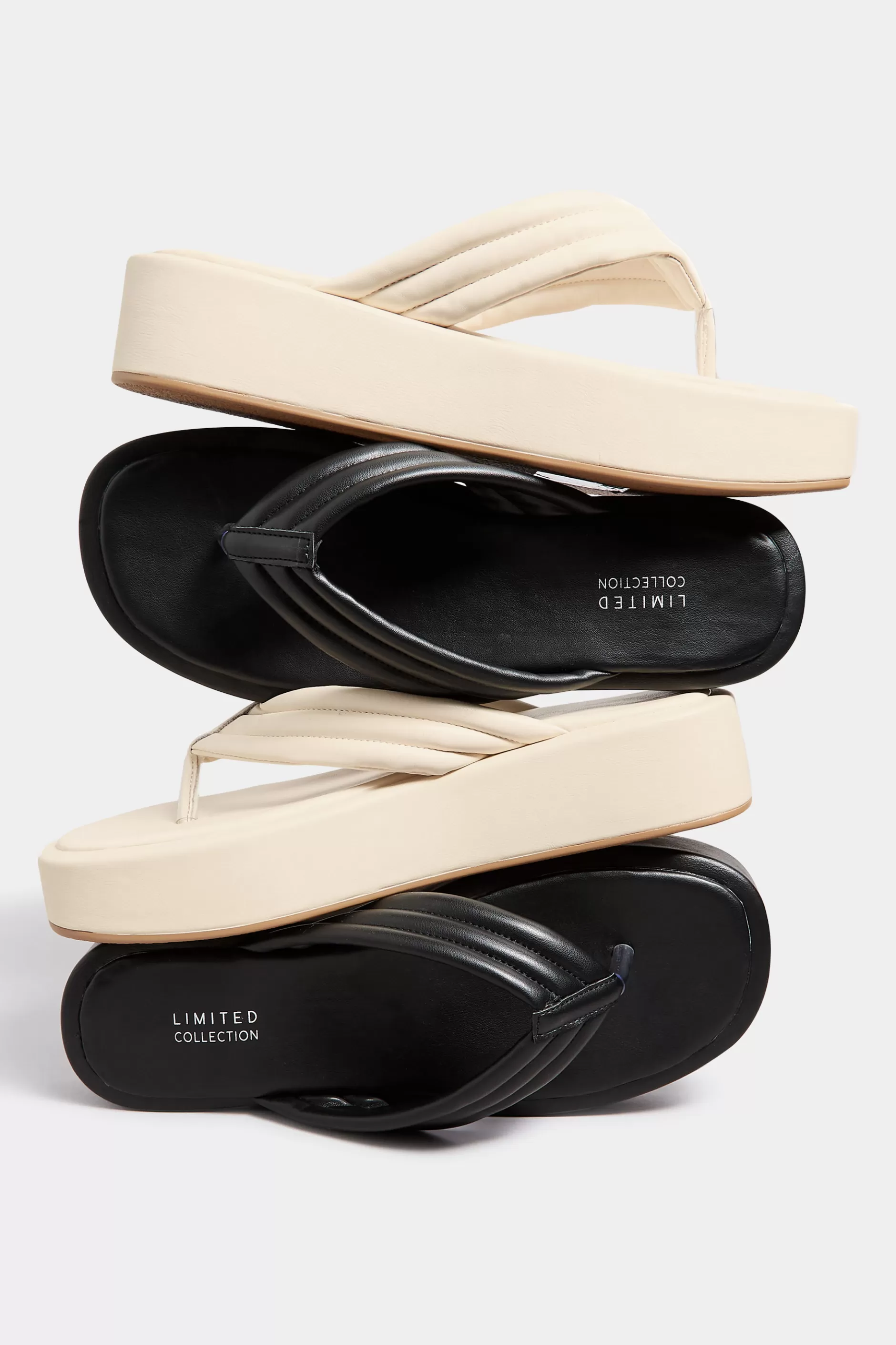 Women M&Co Flat Shoes>Limited Collection Limited Collection Black Flatform Flip Flops In Wide E Fit