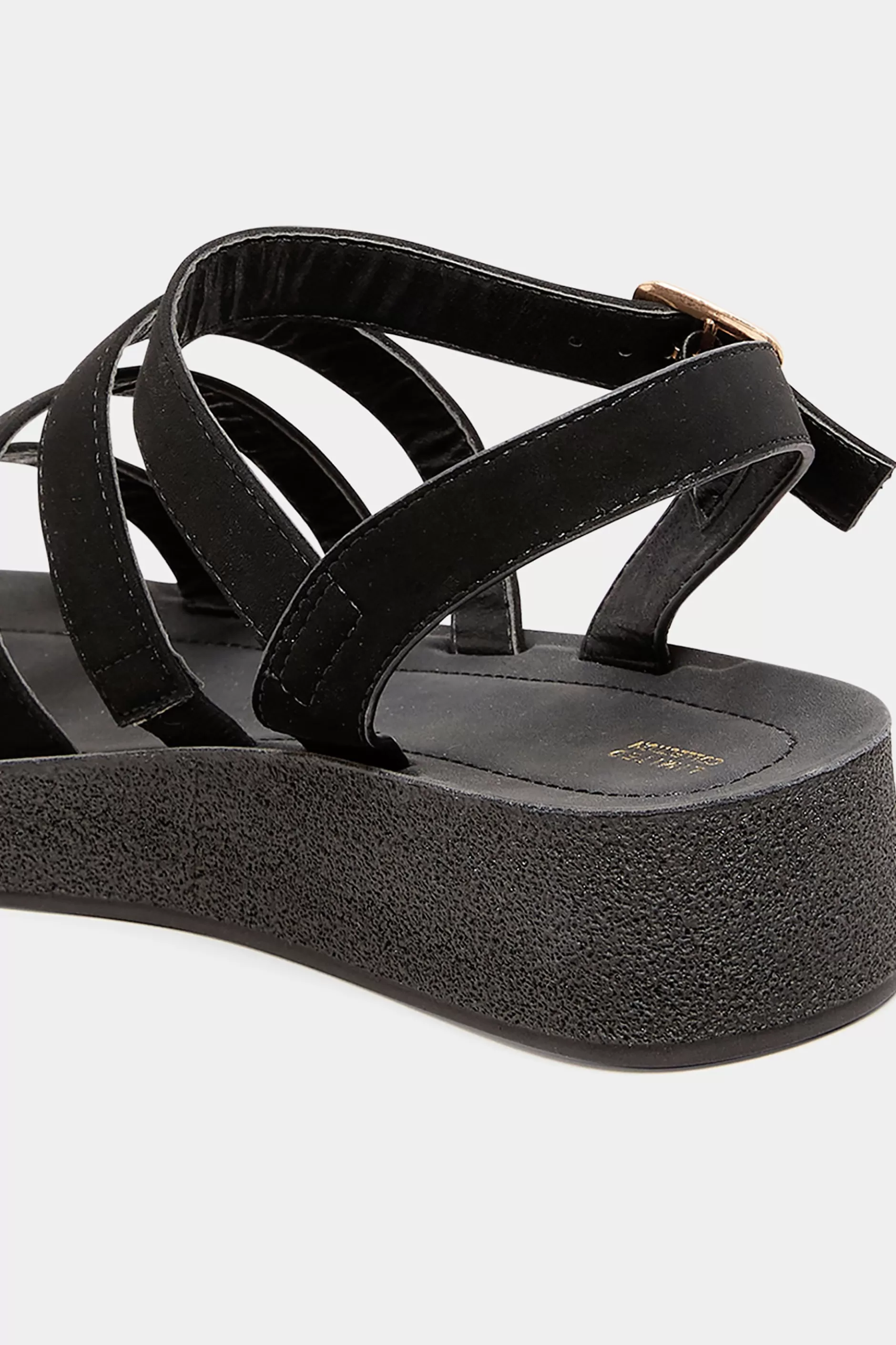 Women M&Co Flat Shoes>Limited Collection Limited Collection Black Multi Strap Sporty Platform Sandals In Extra Wide Eee Fit