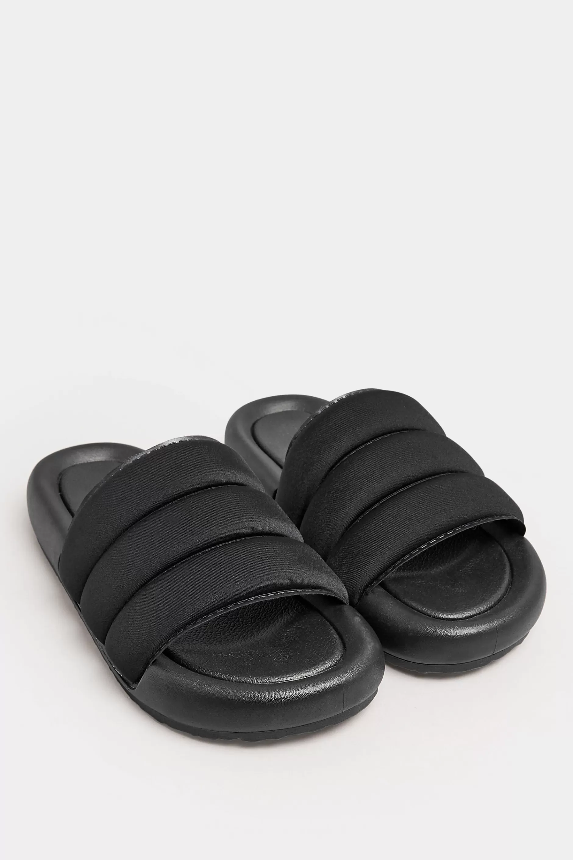Women M&Co Mules & Sliders>Limited Collection Limited Collection Black Padded Sliders In Wide E Fit