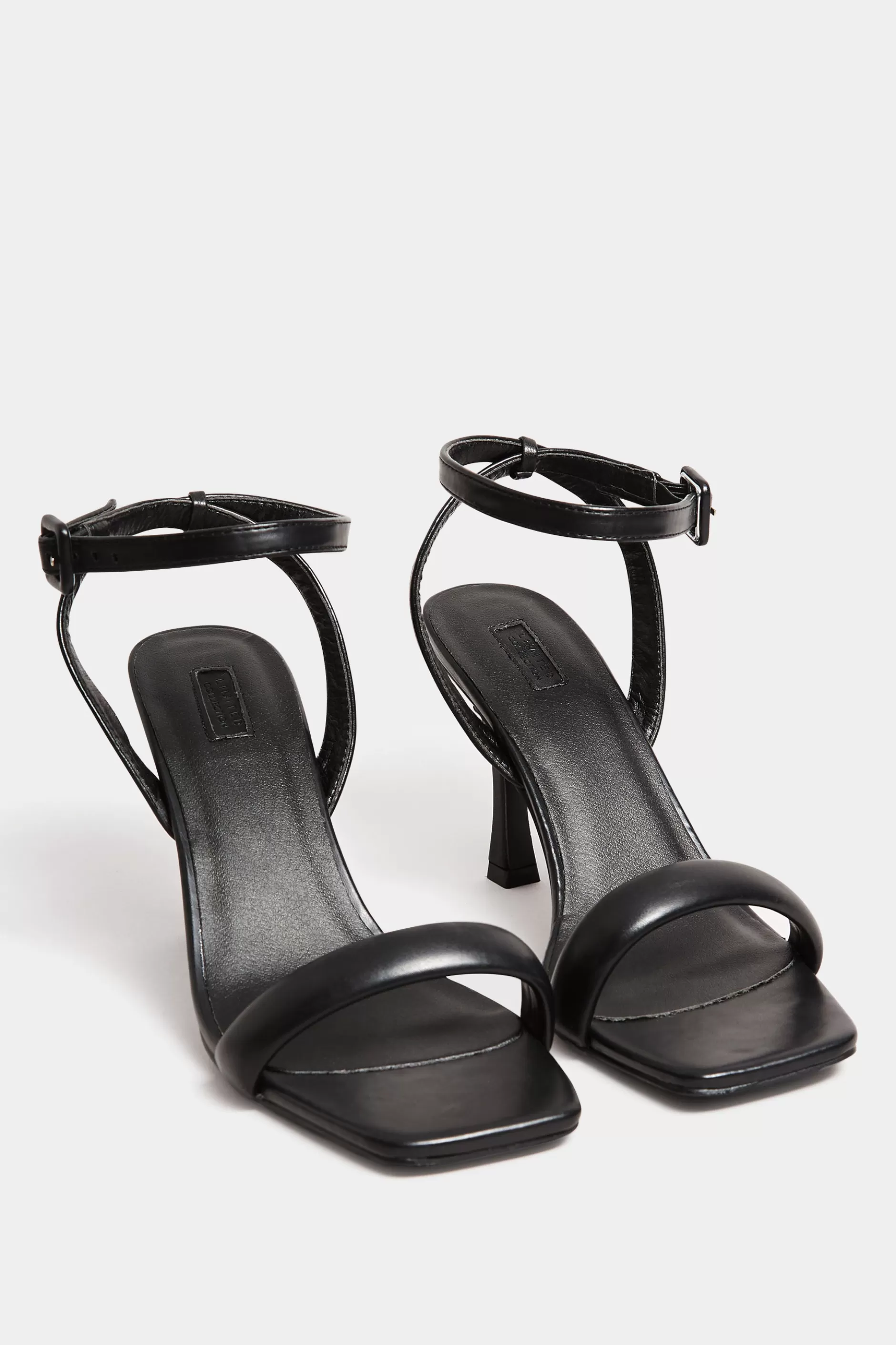 Women M&Co Heels>Limited Collection Limited Collection Black Padded Strap Heeled Sandals In Extra Wide Eee Fit