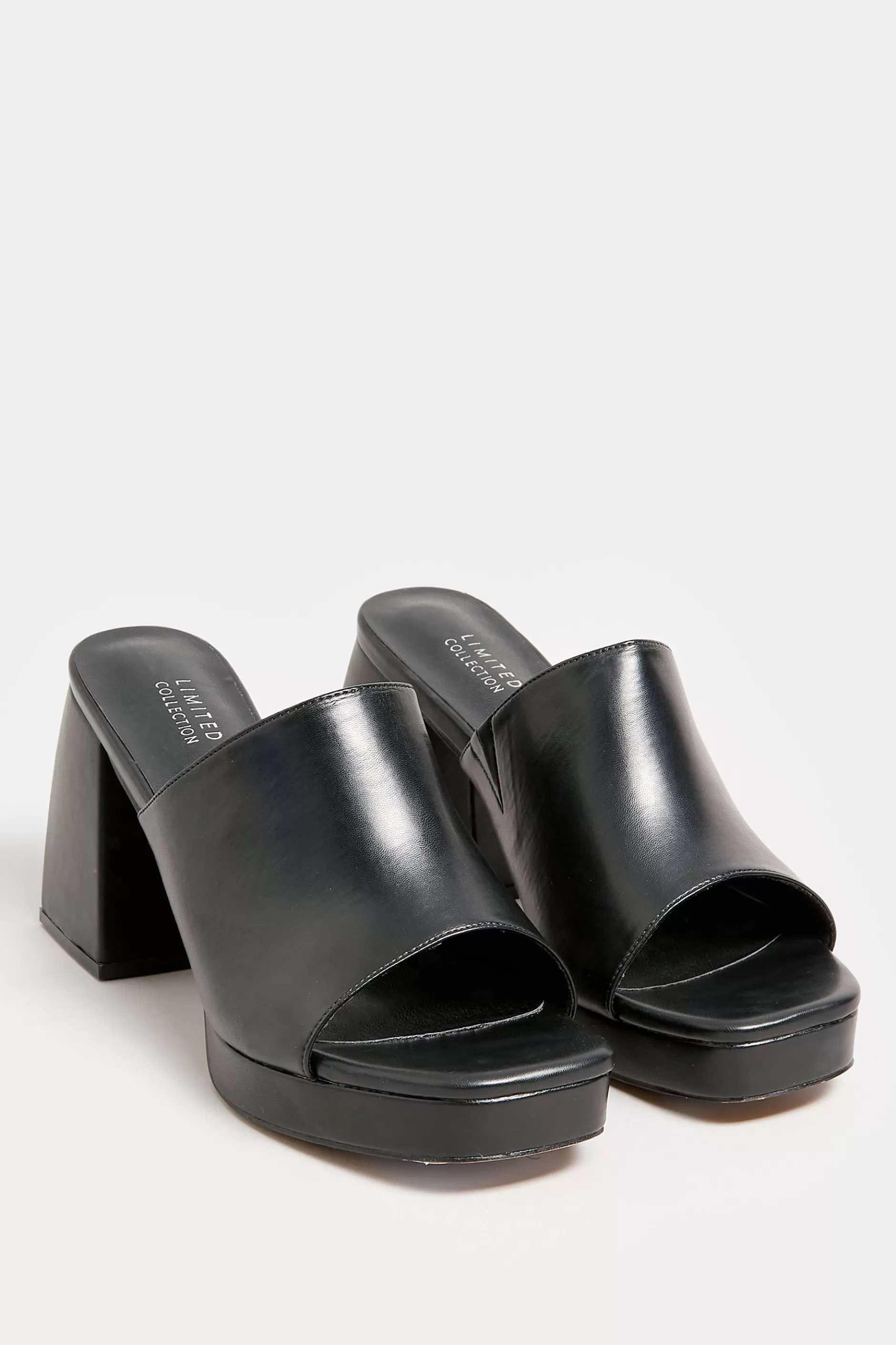 Women M&Co Heels>Limited Collection Limited Collection Black Platform Block Mule Sandal Heels In Wide E Fit & Extra Wide Eee Fit