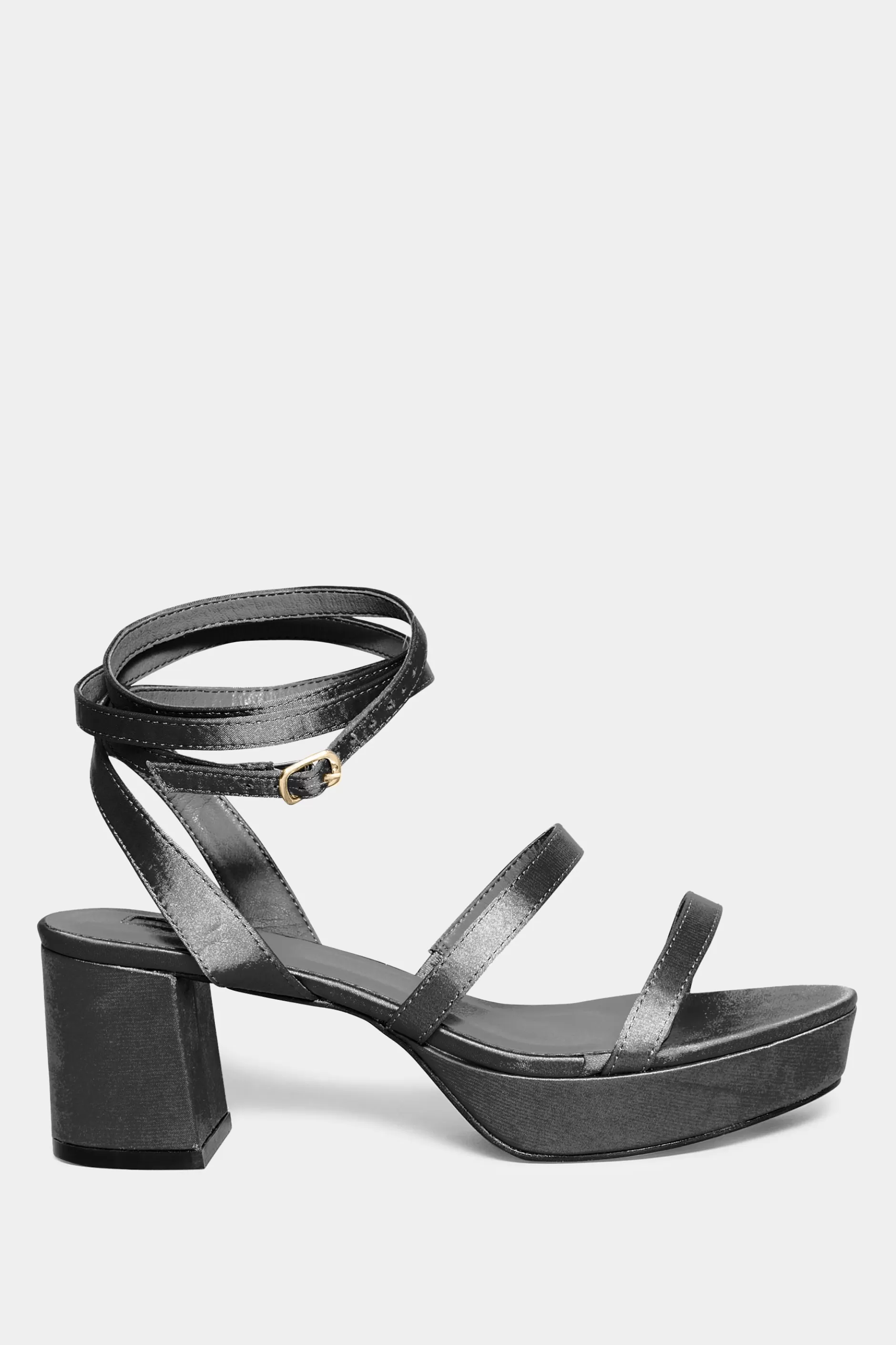 Women M&Co Heels>Limited Collection Limited Collection Black Satin Strappy Platform Heels In Wide E Fit & Extra Wide Eee Fit