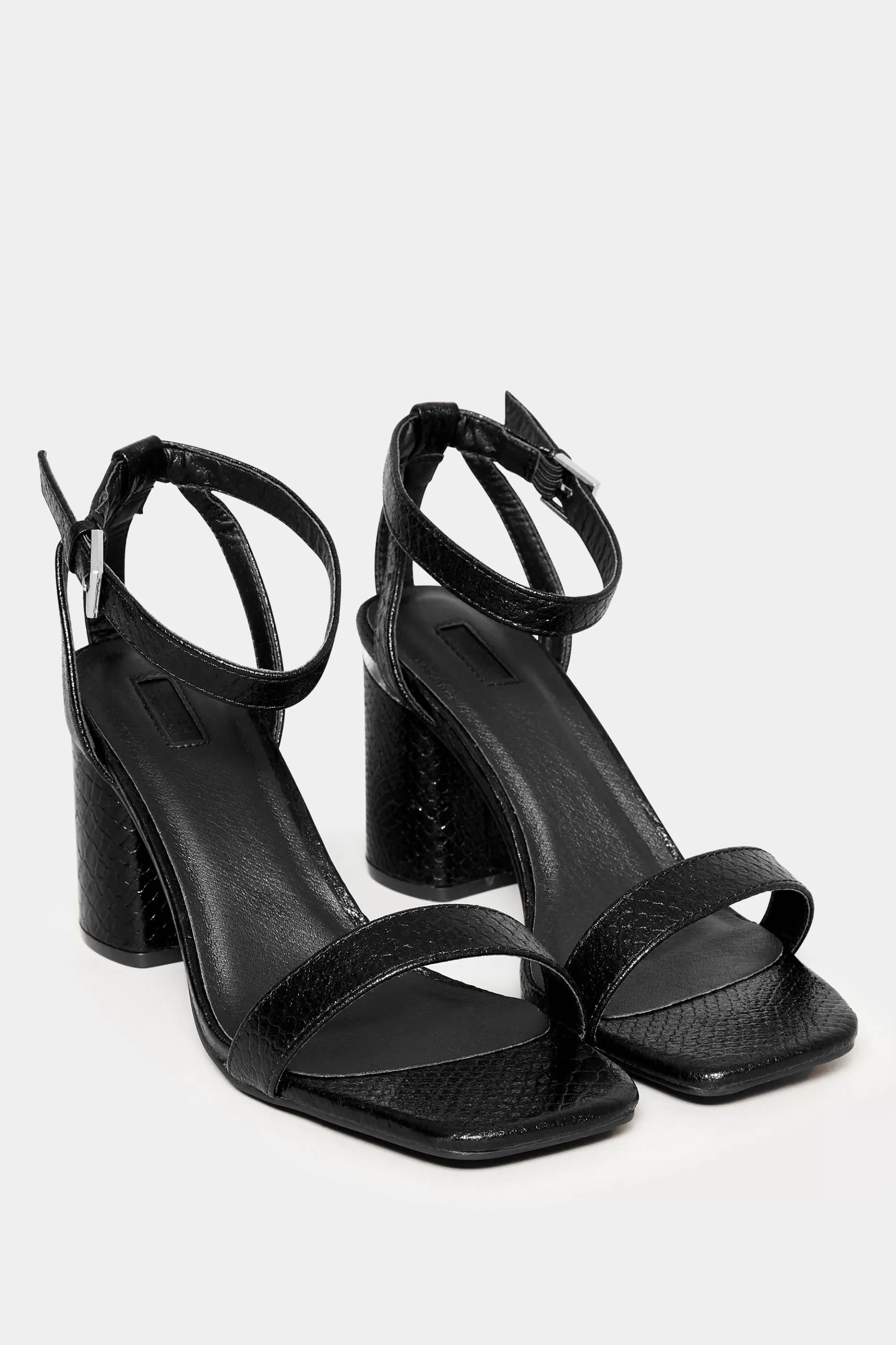 Women M&Co Heels>Limited Collection Limited Collection Black Snake Print 2 Part Block Heel Sandals In Wide E Fit & Extra Wide Eee Fit