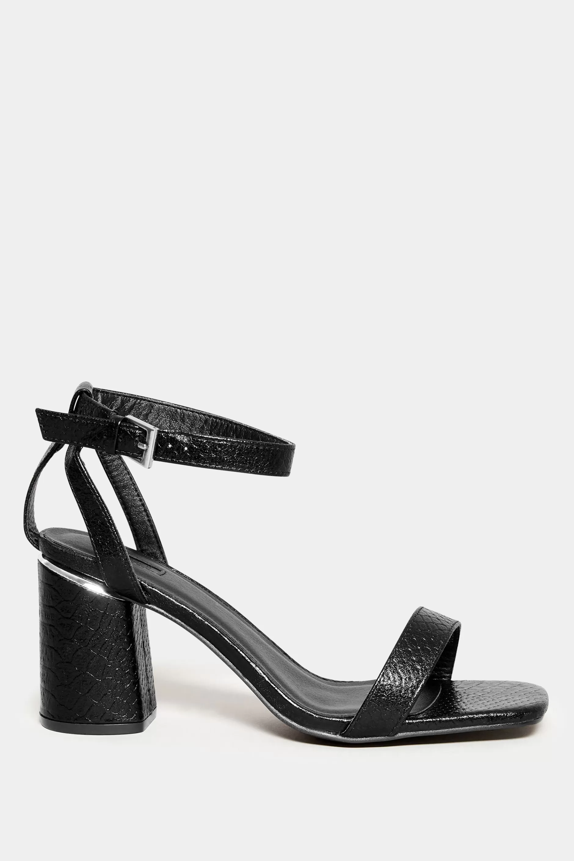Women M&Co Heels>Limited Collection Limited Collection Black Snake Print 2 Part Block Heel Sandals In Wide E Fit & Extra Wide Eee Fit