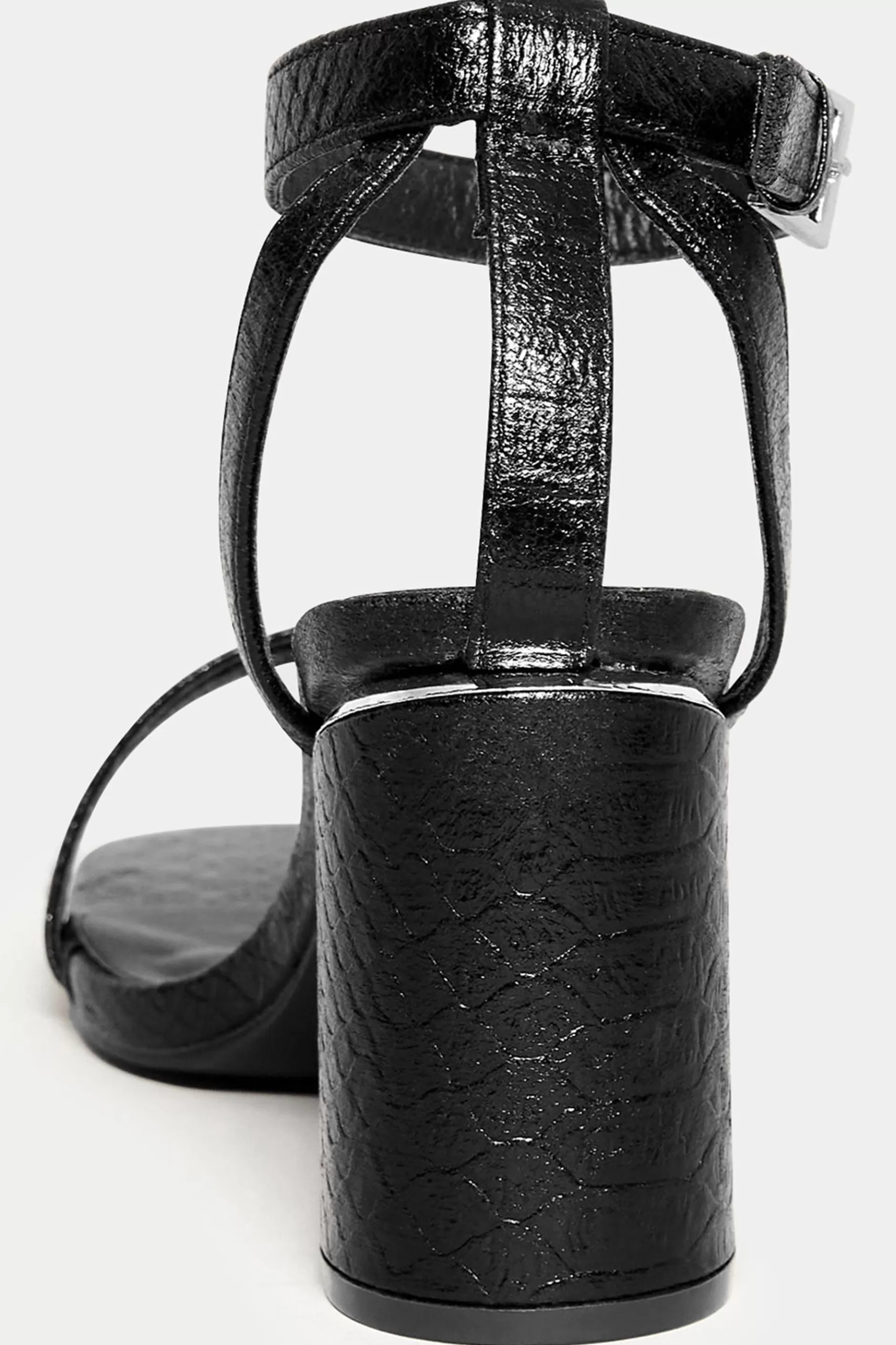 Women M&Co Heels>Limited Collection Limited Collection Black Snake Print 2 Part Block Heel Sandals In Wide E Fit & Extra Wide Eee Fit