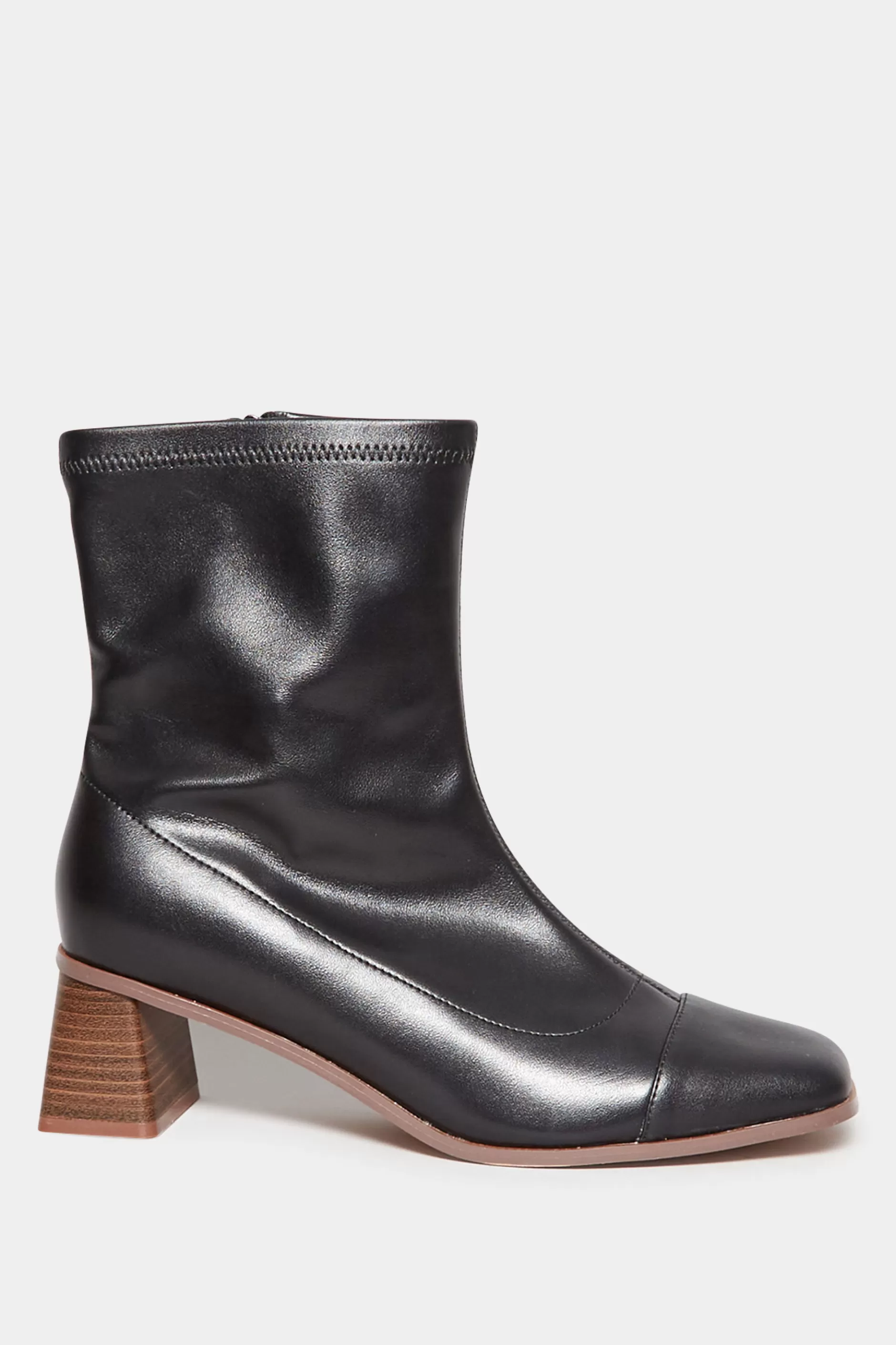 Women M&Co Boots>Limited Collection Limited Collection Black Square Toe Block Heel Boots In Extra Wide Eee Fit