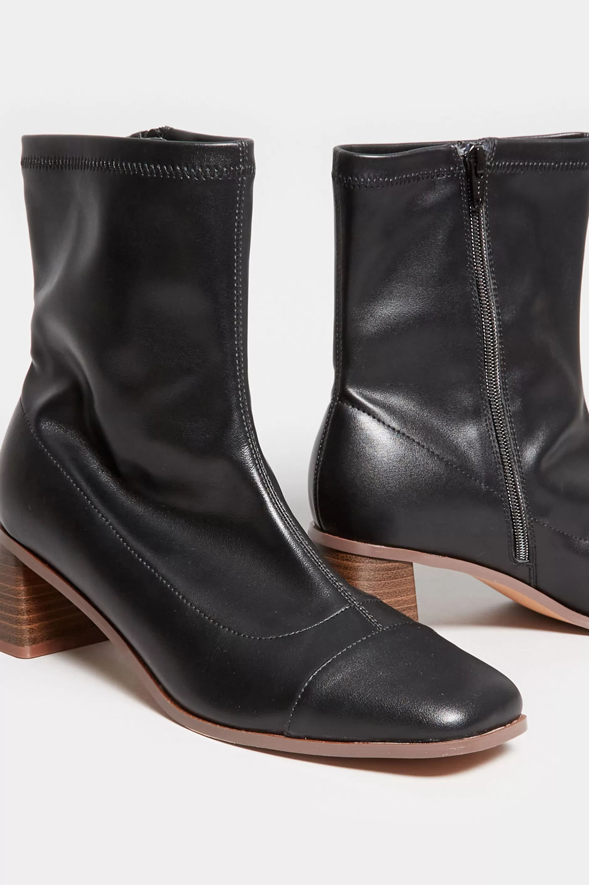 Women M&Co Boots>Limited Collection Limited Collection Black Square Toe Block Heel Boots In Extra Wide Eee Fit