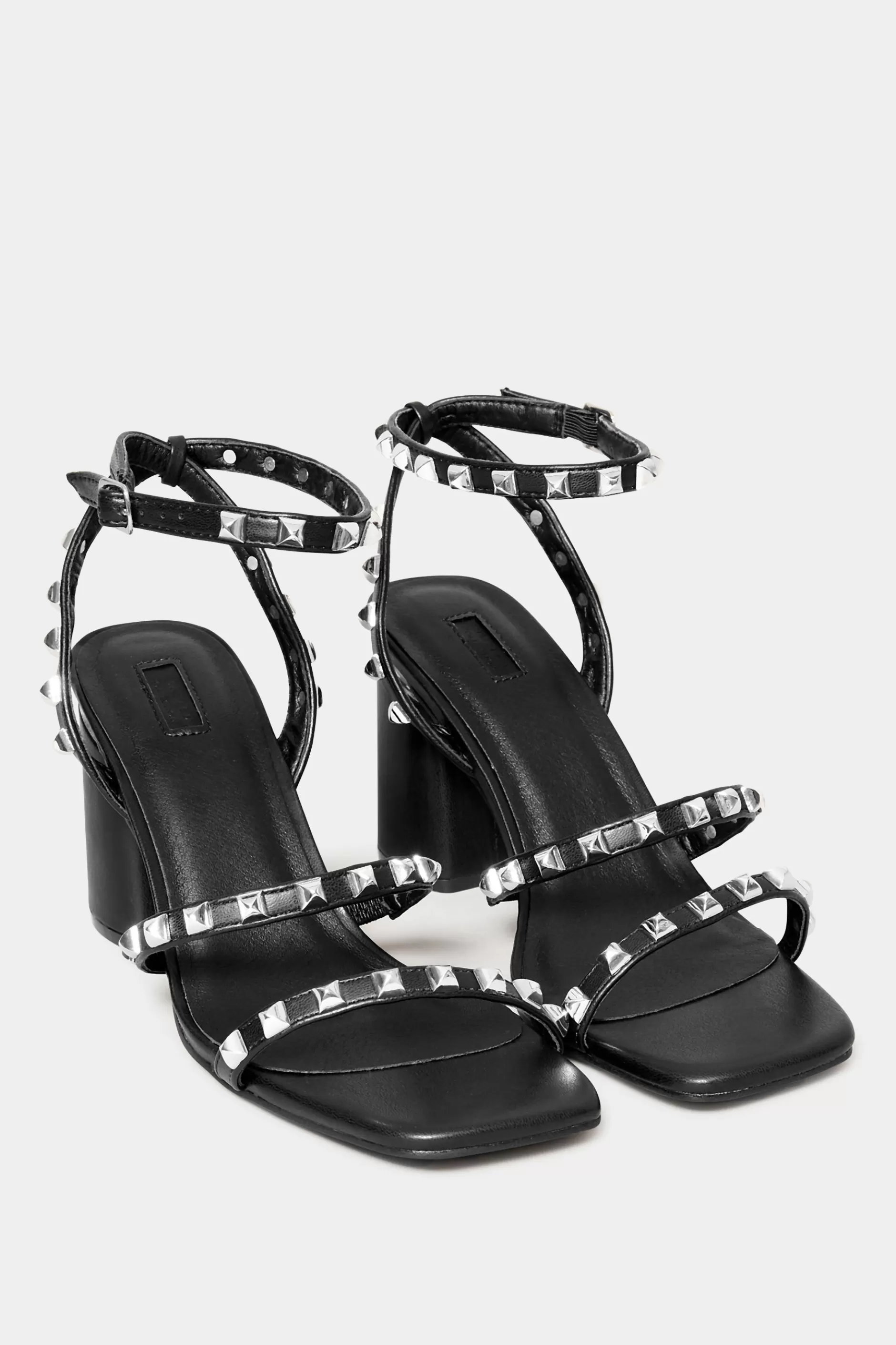 Women M&Co Heels>Limited Collection Limited Collection Black Strappy Studded Sandals In E Wide Fit & Eee Extra Wide Fit