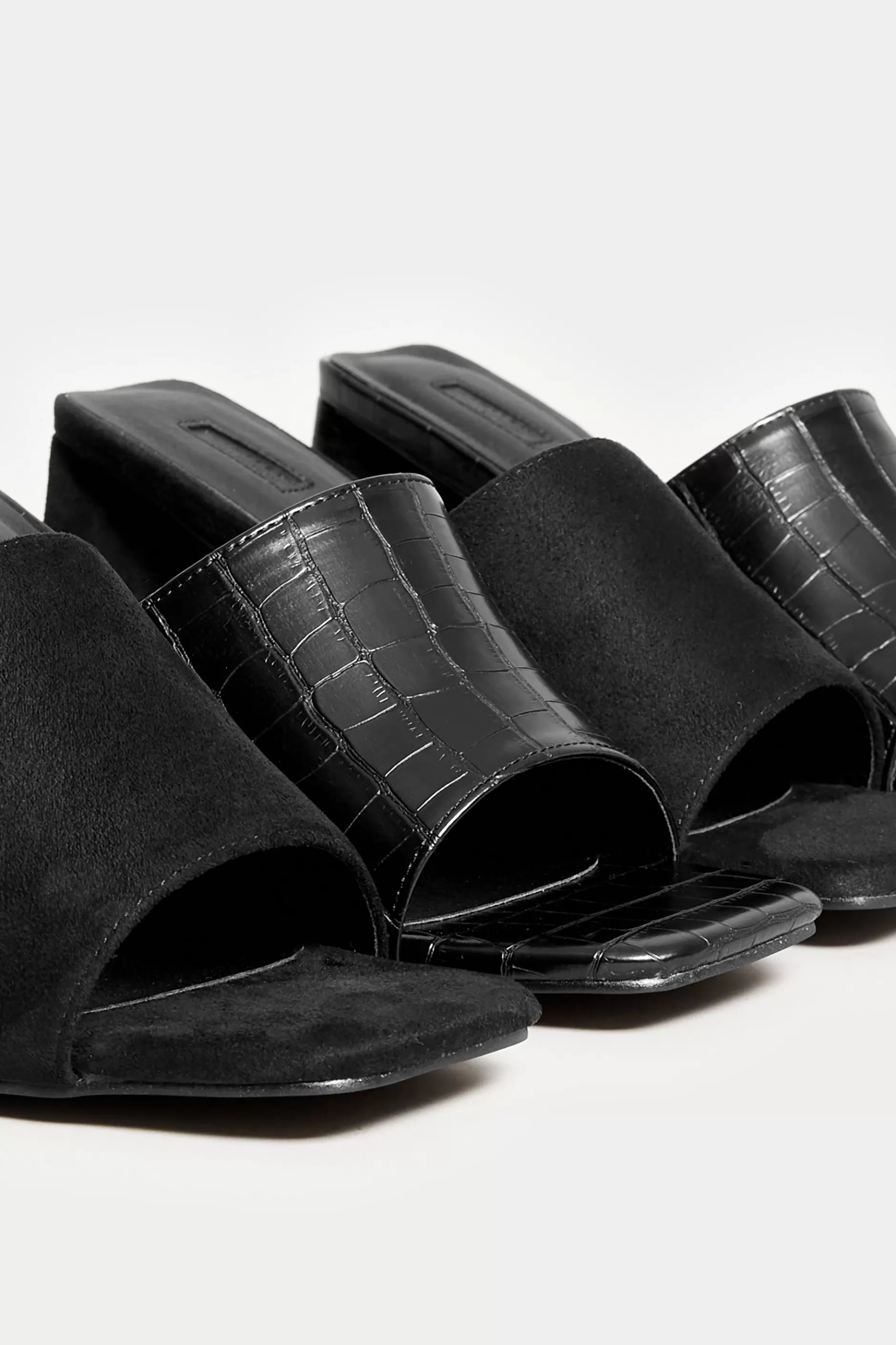 Women M&Co Mules & Sliders>Limited Collection Limited Collection Black Triangular Heeled Mules In Wide E Fit & Extra Wide Eee Fit