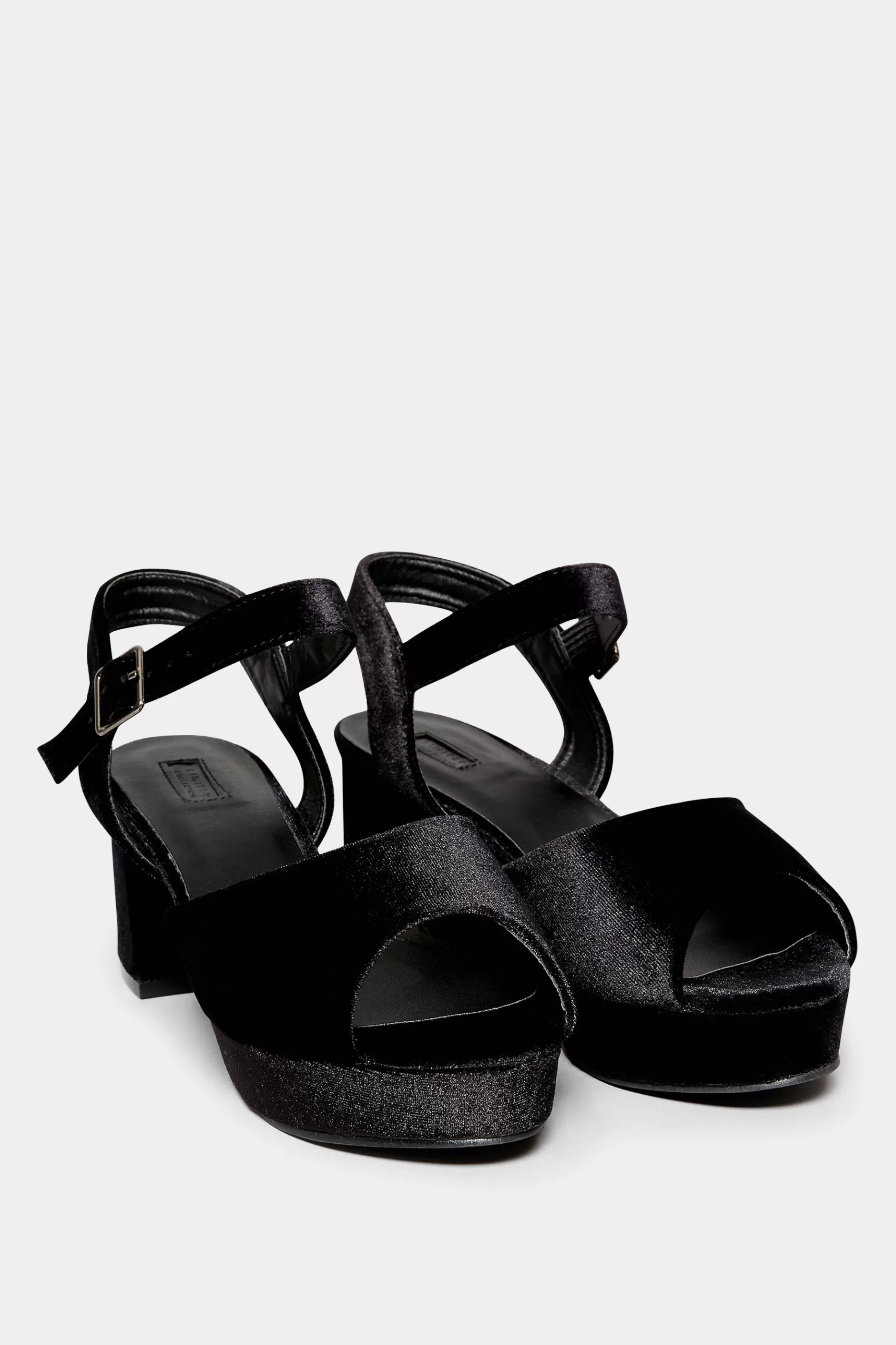 Women M&Co Heels>Limited Collection Limited Collection Black Velvet Platform Heels In Wide E Fit & Extra Wide Eee Fit