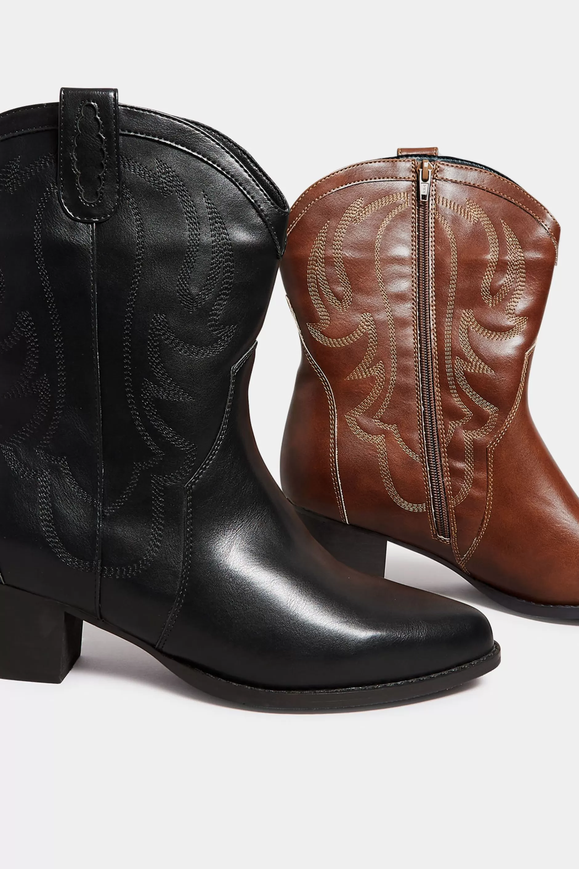 Women M&Co Boots>Limited Collection Limited Collection Brown Cowboy Ankle Boots In Extra Wide Eee Fit