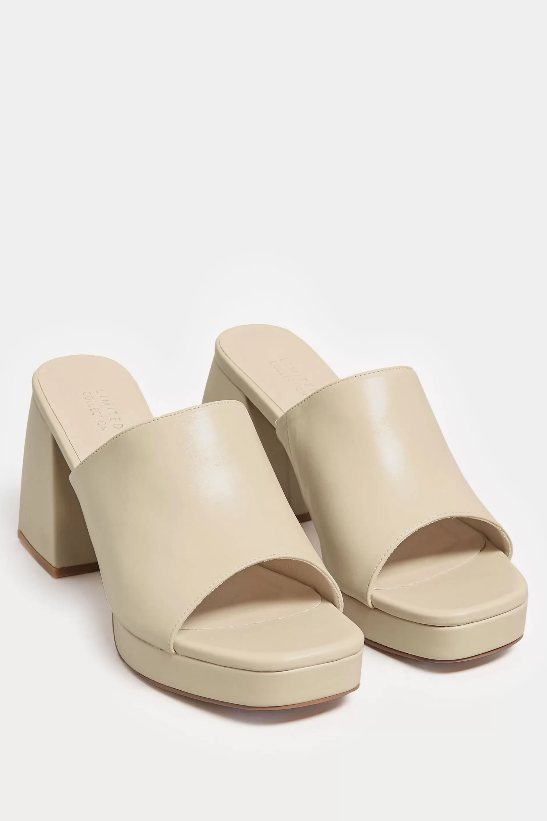 Women M&Co Heels>Limited Collection Limited Collection Cream Platform Block Mule Sandal Heels In Wide E Fit & Extra Wide Eee Fit