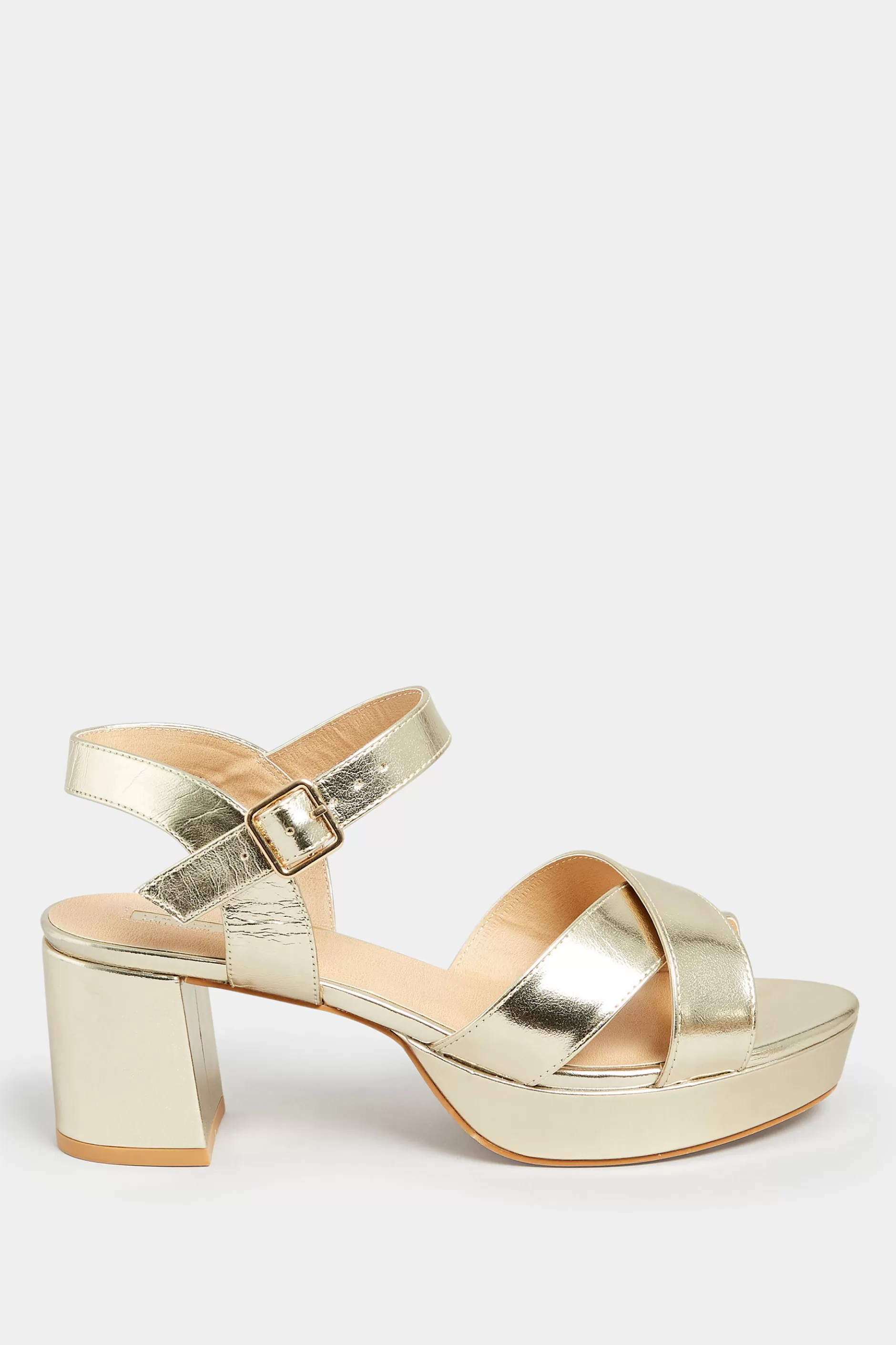 Women M&Co Heels>Limited Collection Limited Collection Gold Metallic Platform Heels In Wide E Fit & Extra Wide Eee Fit