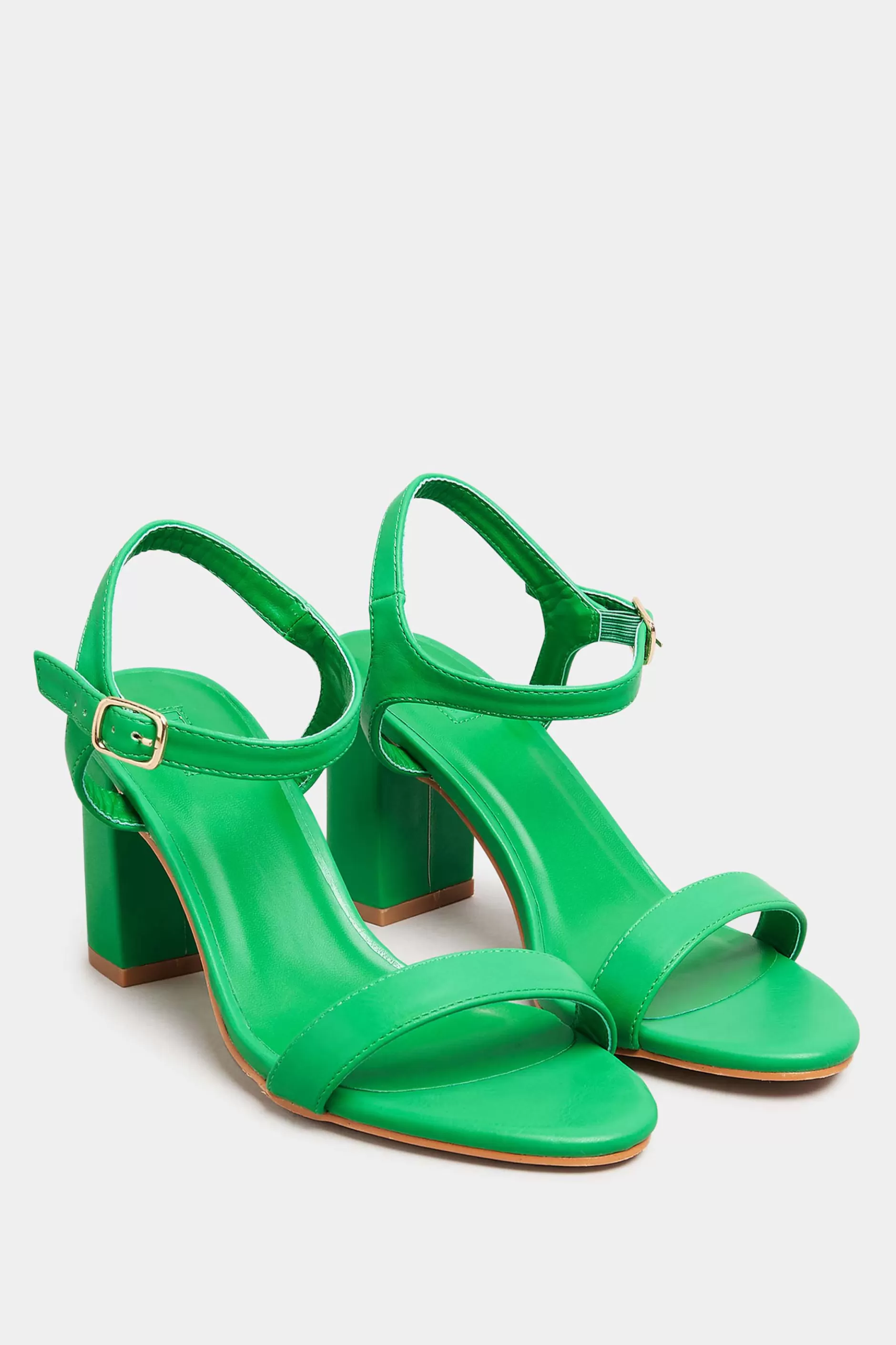 Women M&Co Heels>Limited Collection Limited Collection Green Block Heel Sandal In Wide E Fit & Extra Wide Fit