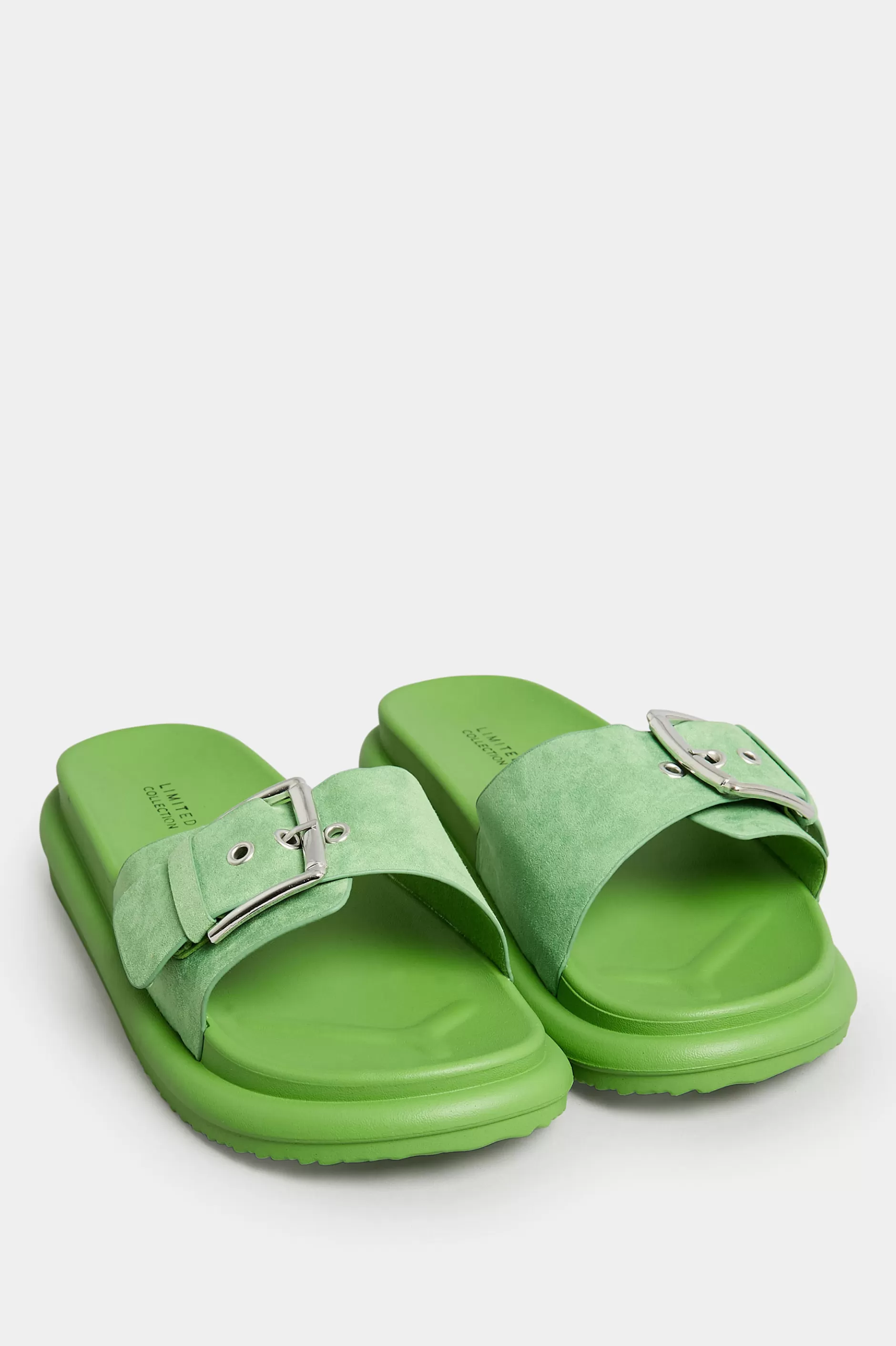 Women M&Co Mules & Sliders>Limited Collection Limited Collection Green Buckle Strap Mule Sandals In Wide E Fit & Extra Wide Eee Fit