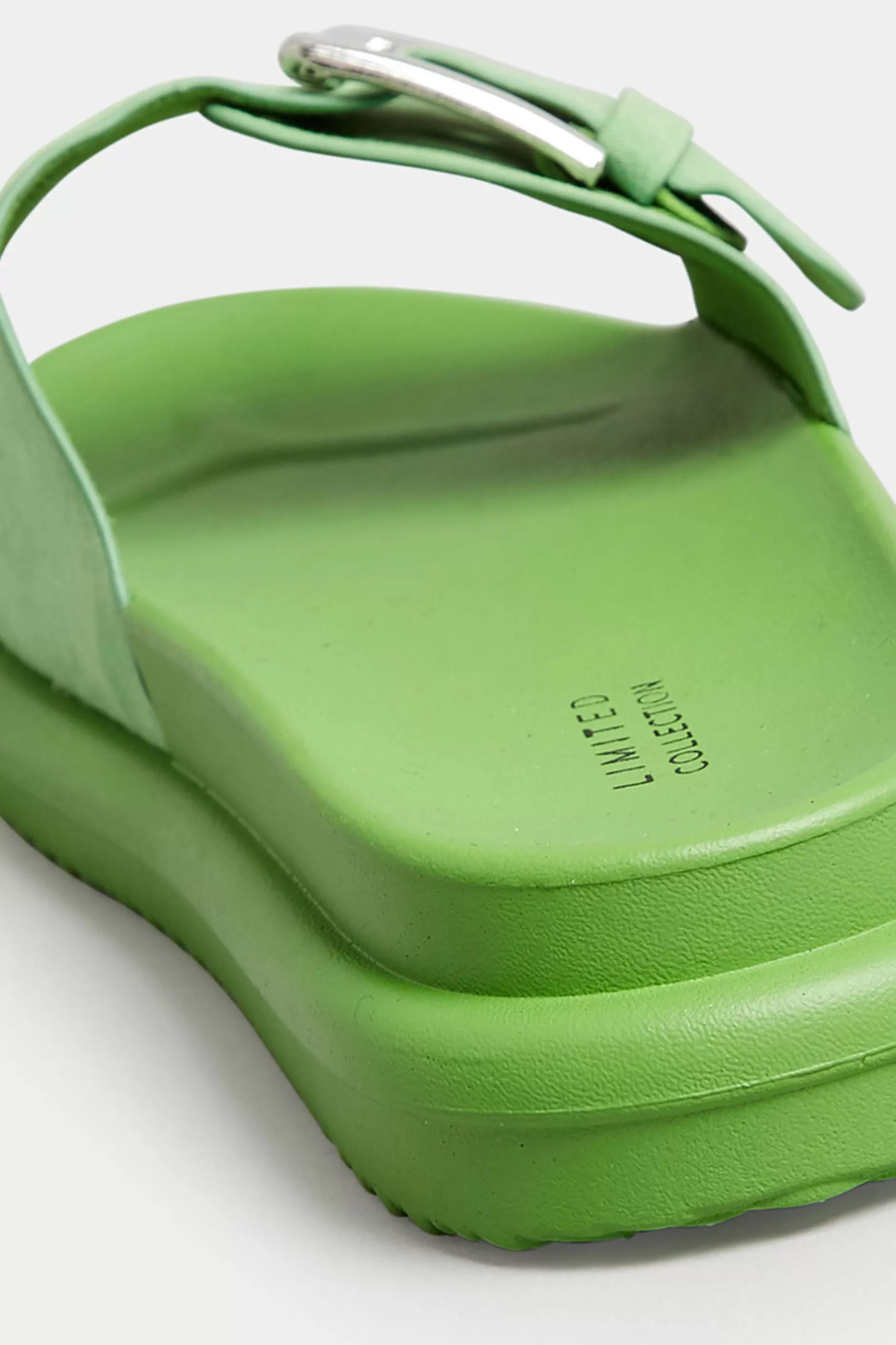 Women M&Co Mules & Sliders>Limited Collection Limited Collection Green Buckle Strap Mule Sandals In Wide E Fit & Extra Wide Eee Fit