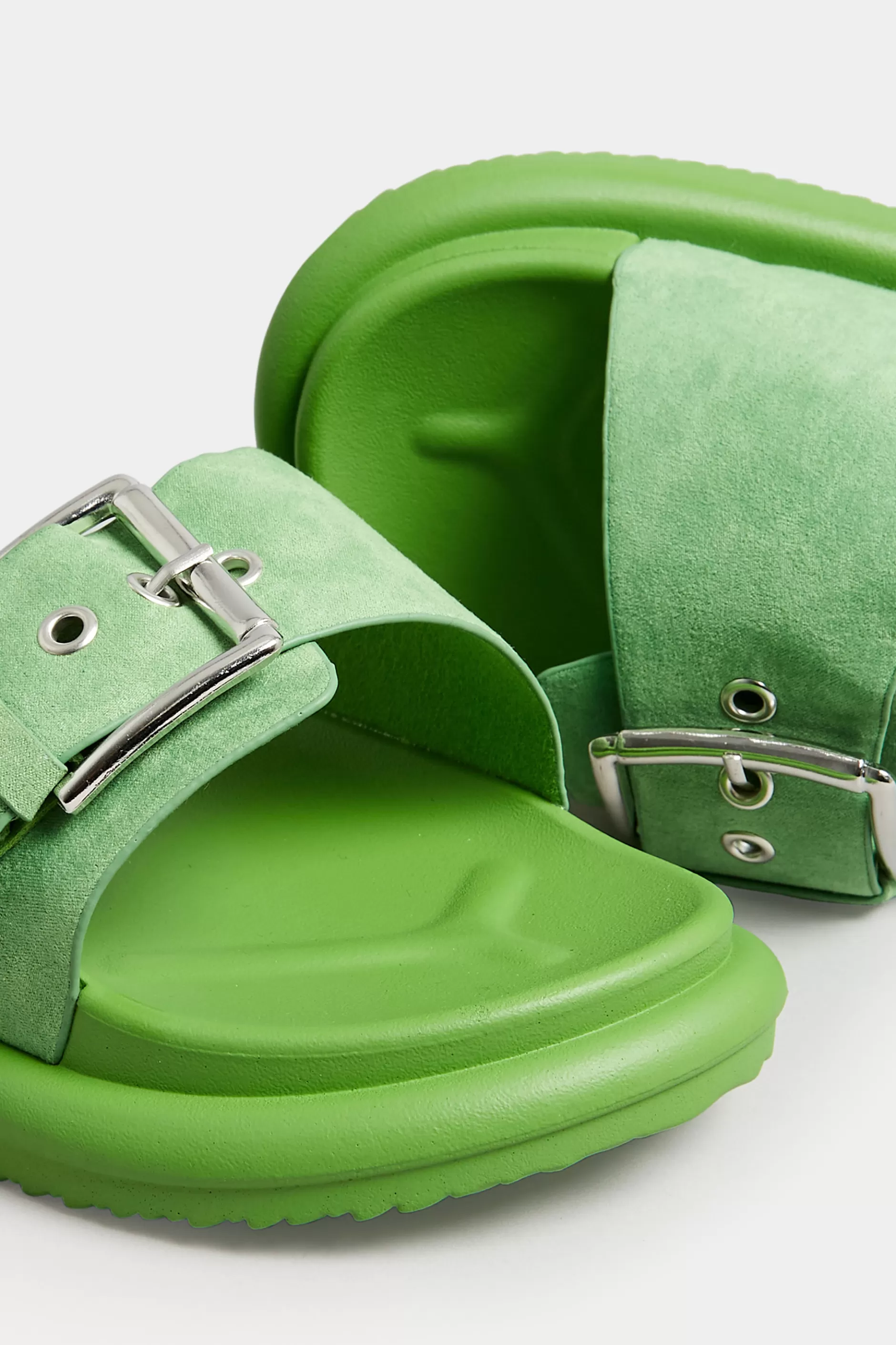 Women M&Co Mules & Sliders>Limited Collection Limited Collection Green Buckle Strap Mule Sandals In Wide E Fit & Extra Wide Eee Fit
