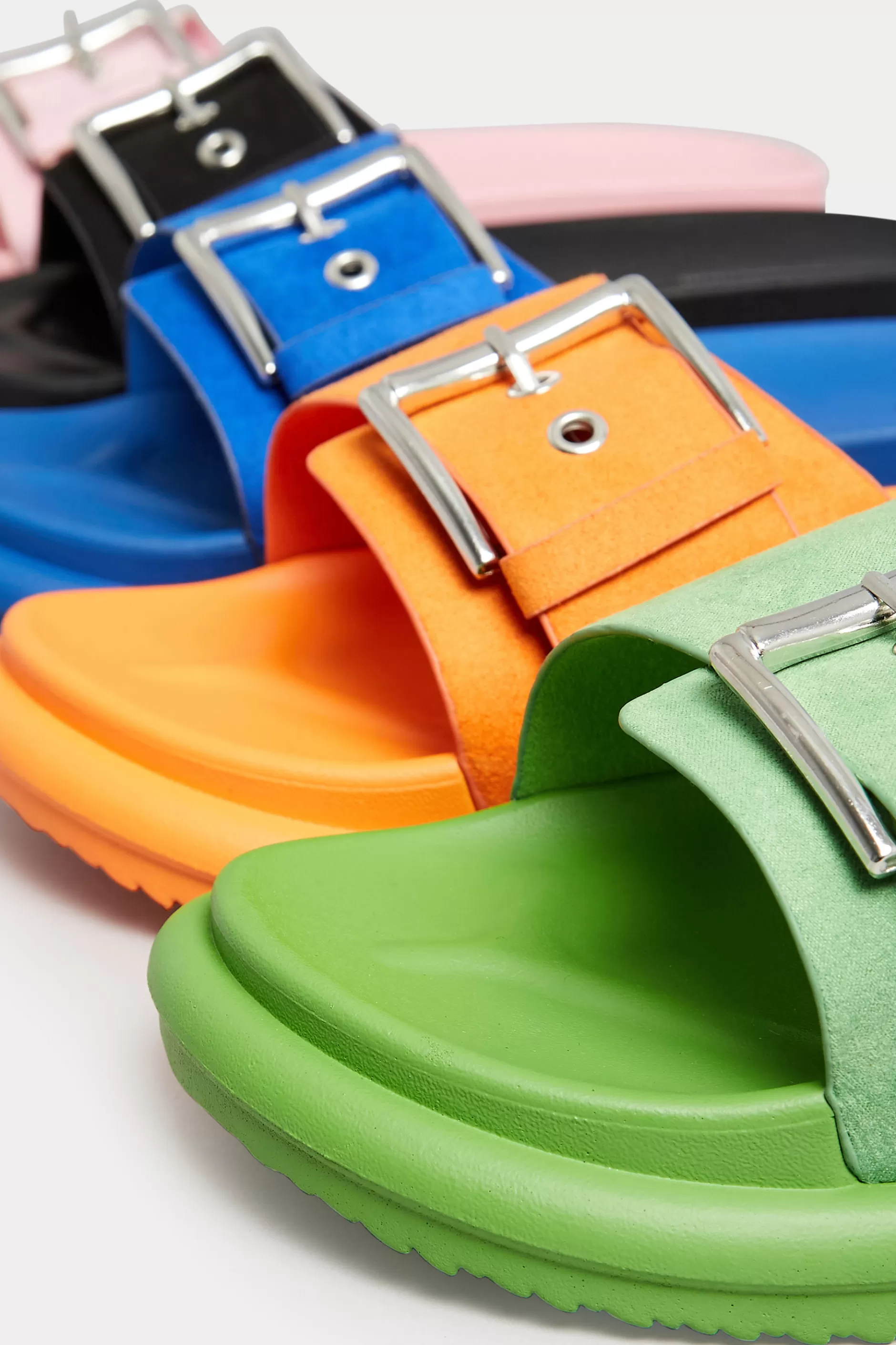 Women M&Co Mules & Sliders>Limited Collection Limited Collection Green Buckle Strap Mule Sandals In Wide E Fit & Extra Wide Eee Fit