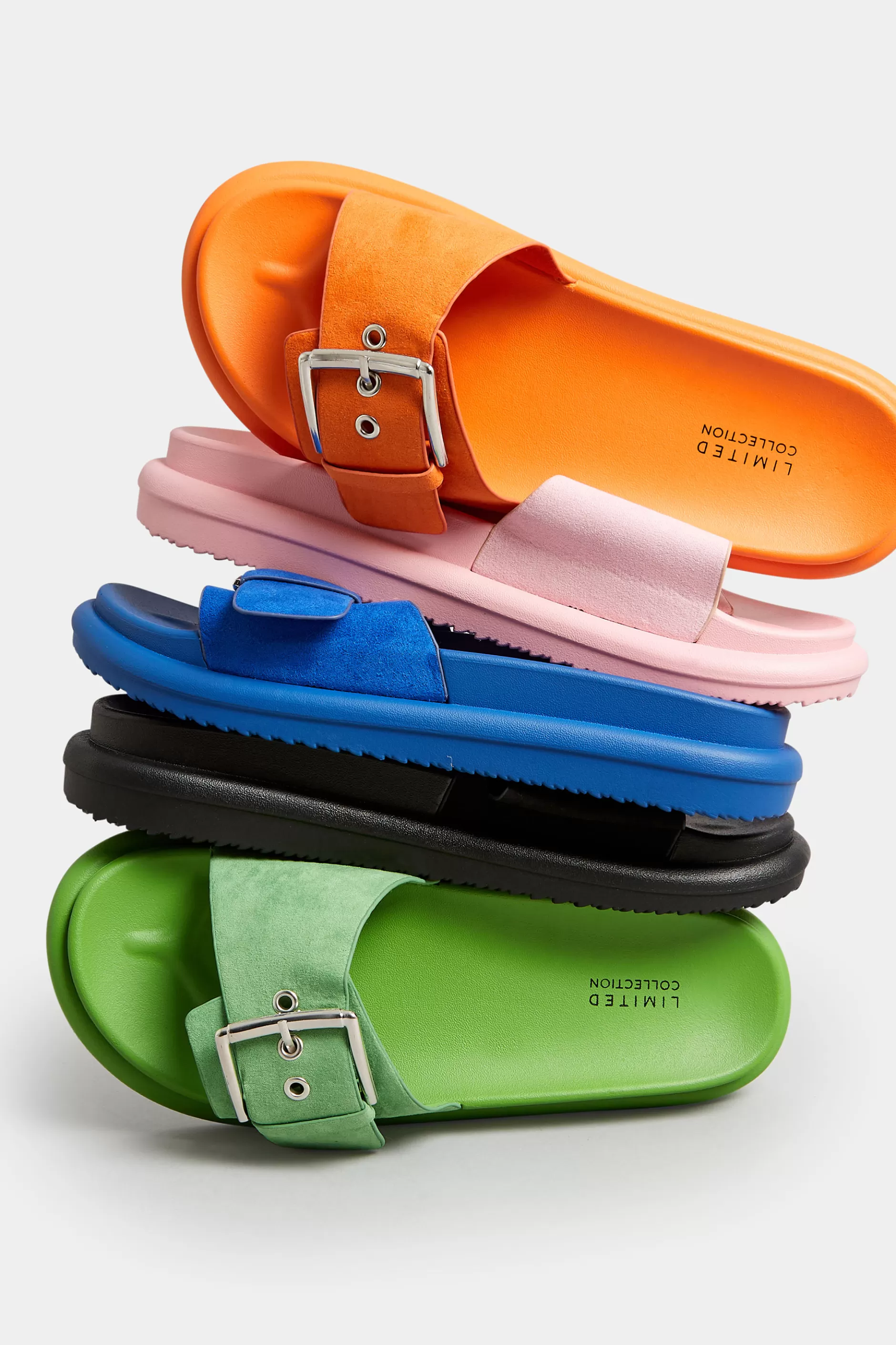 Women M&Co Mules & Sliders>Limited Collection Limited Collection Green Buckle Strap Mule Sandals In Wide E Fit & Extra Wide Eee Fit