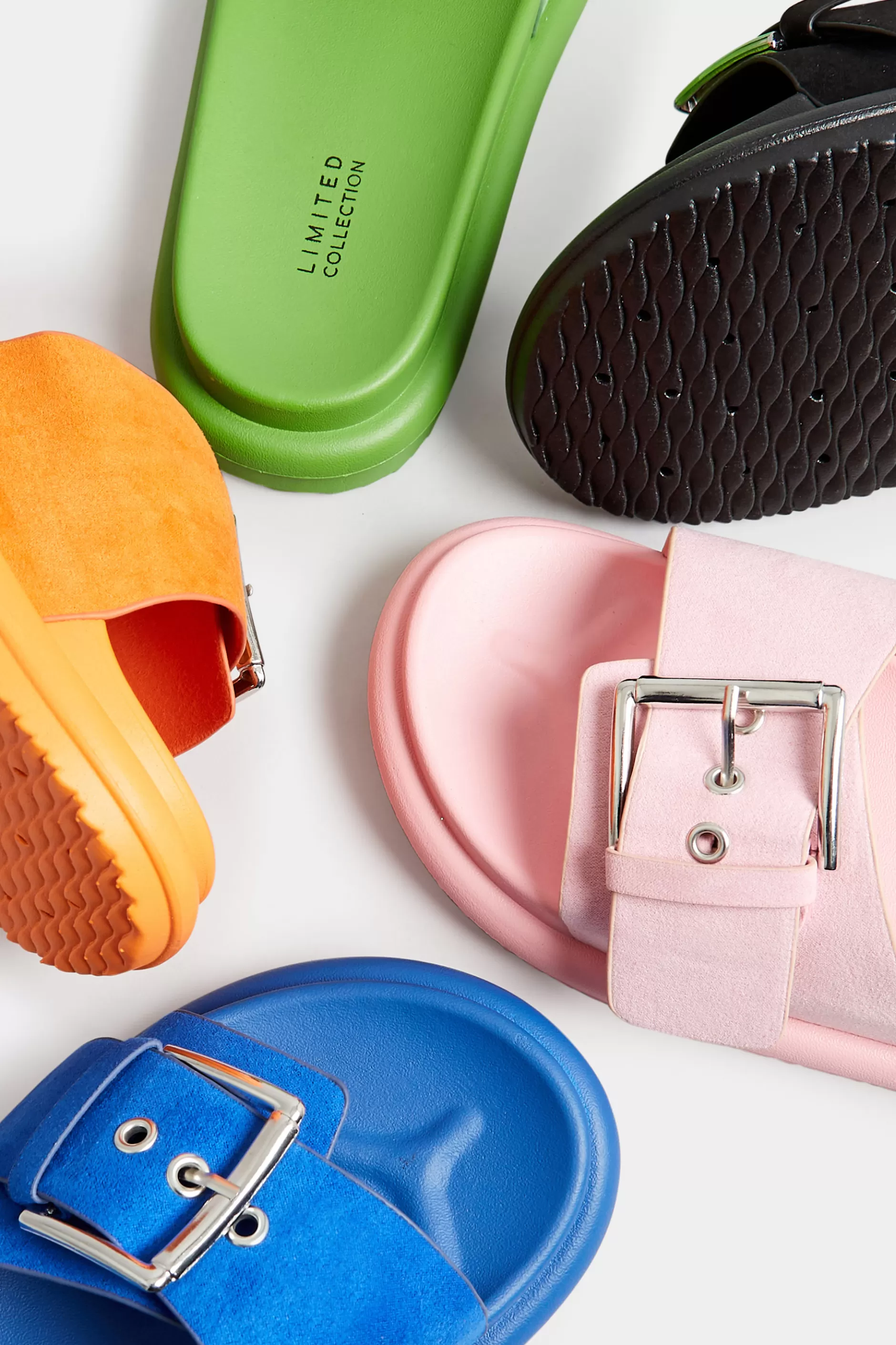 Women M&Co Mules & Sliders>Limited Collection Limited Collection Green Buckle Strap Mule Sandals In Wide E Fit & Extra Wide Eee Fit