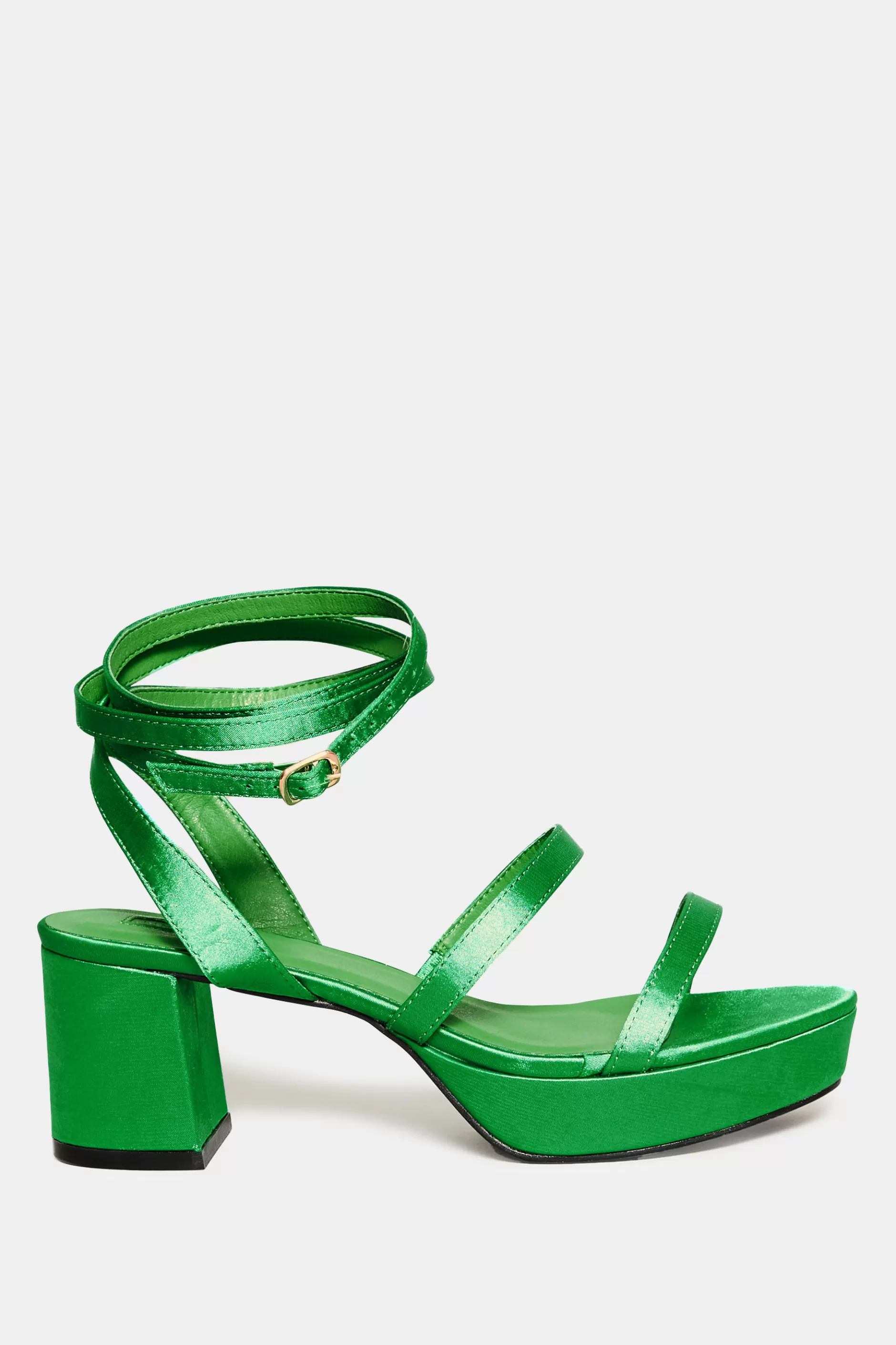 Women M&Co Heels>Limited Collection Limited Collection Green Satin Strappy Platform Heels In Wide E Fit & Extra Wide Eee Fit