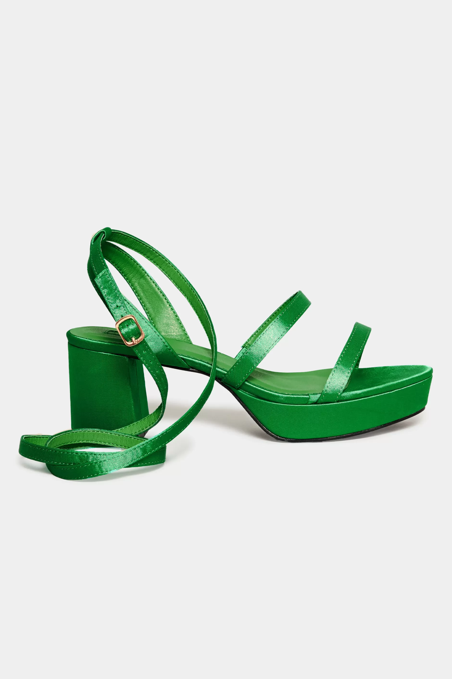 Women M&Co Heels>Limited Collection Limited Collection Green Satin Strappy Platform Heels In Wide E Fit & Extra Wide Eee Fit