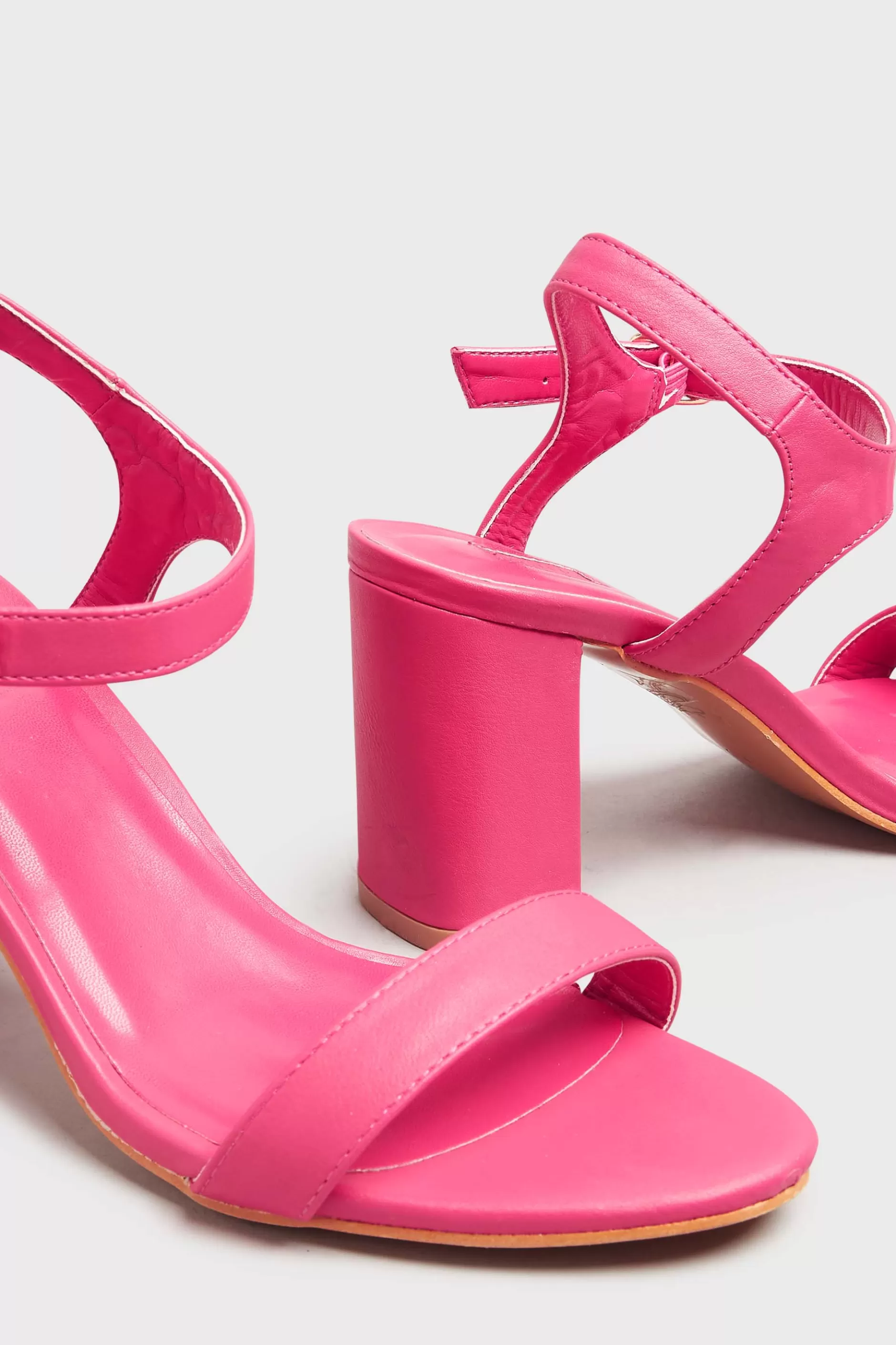Women M&Co Heels>Limited Collection Limited Collection Hot Pink Block Heel Sandal In Wide E Fit & Extra Wide Fit