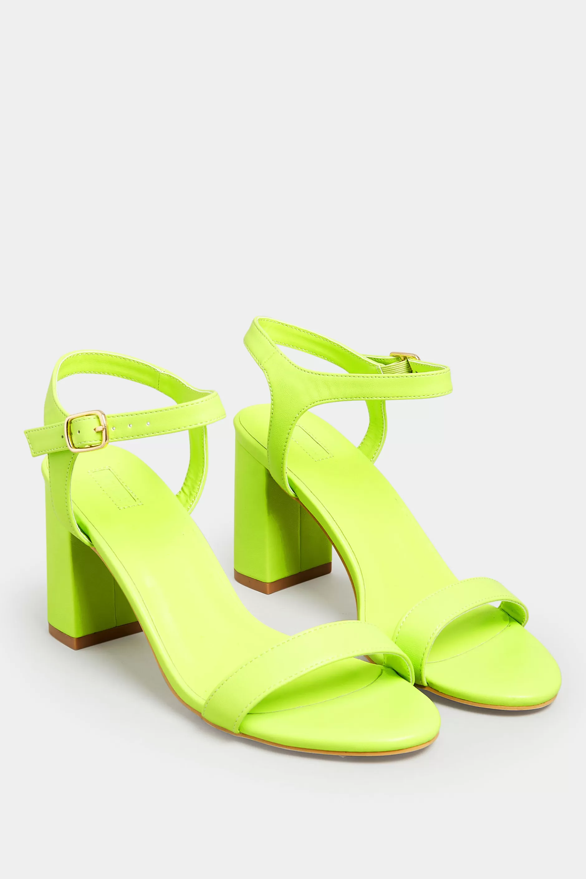 Women M&Co Heels>Limited Collection Limited Collection Lime Green Block Heel Sandal In Wide E Fit & Extra Wide Fit