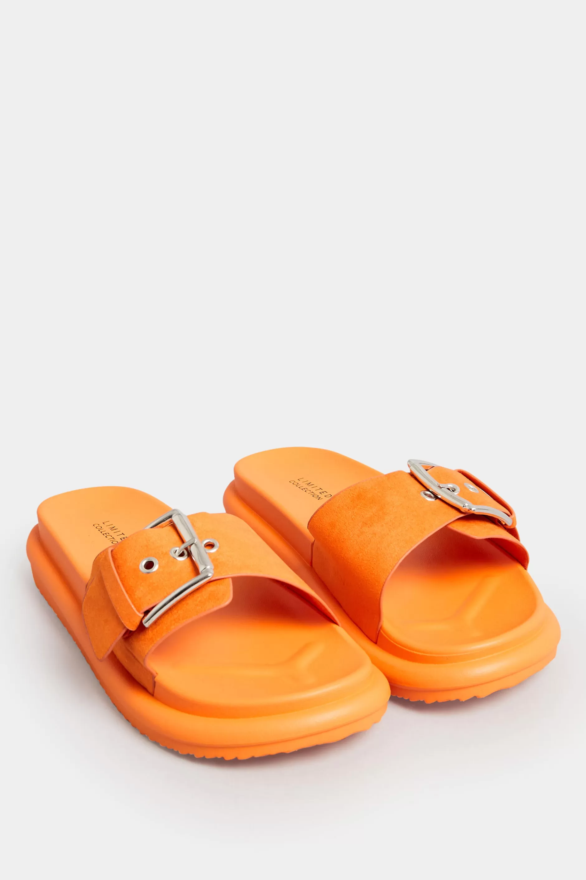 Women M&Co Mules & Sliders>Limited Collection Limited Collection Orange Buckle Strap Mule Sandals In Wide E Fit & Extra Wide Eee Fit