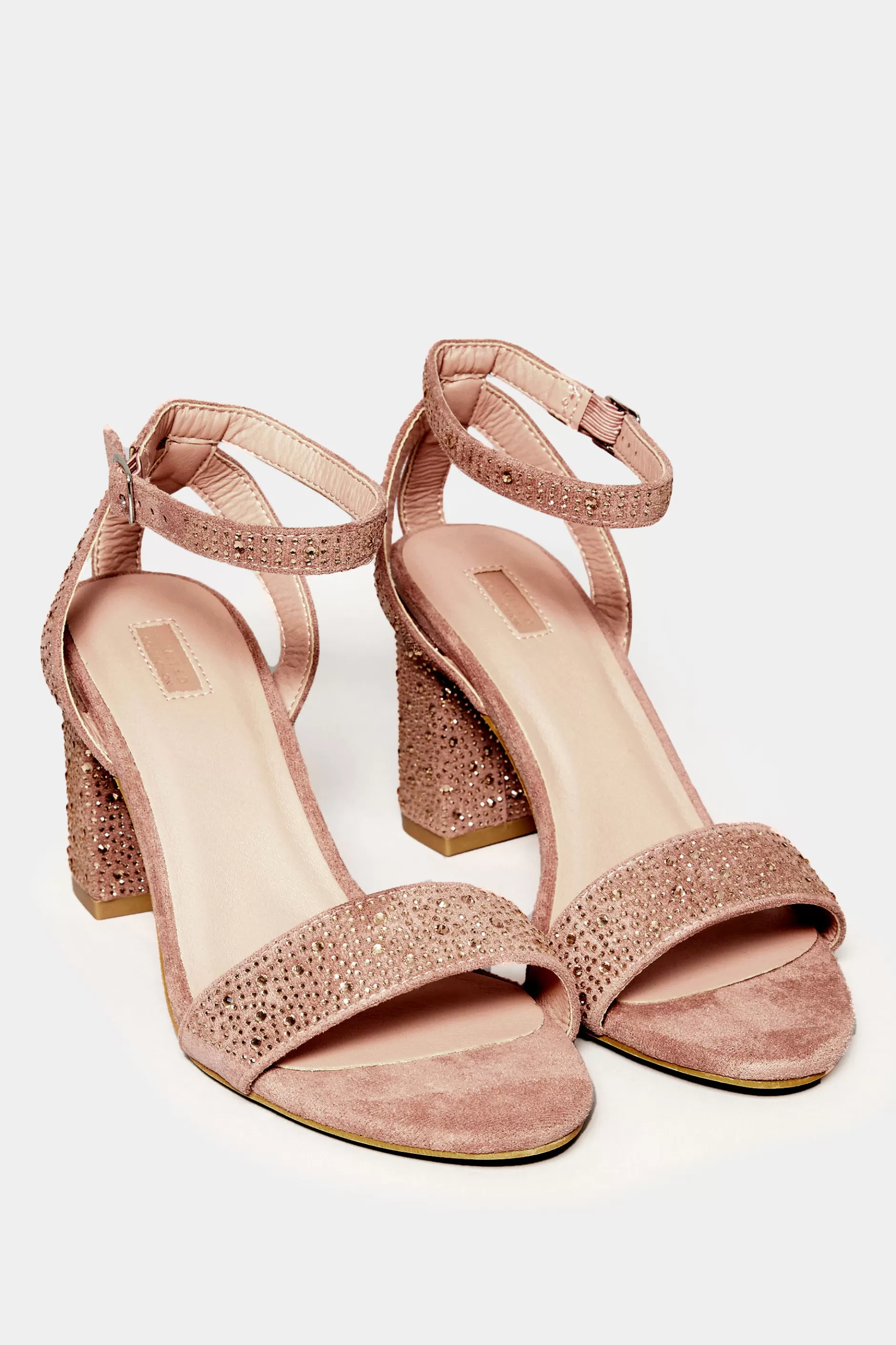 Women M&Co Heels>Limited Collection Limited Collection Pink Faux Suede Diamante Embellished Heels In Wide E Fit & Extra Wide Eee Fit