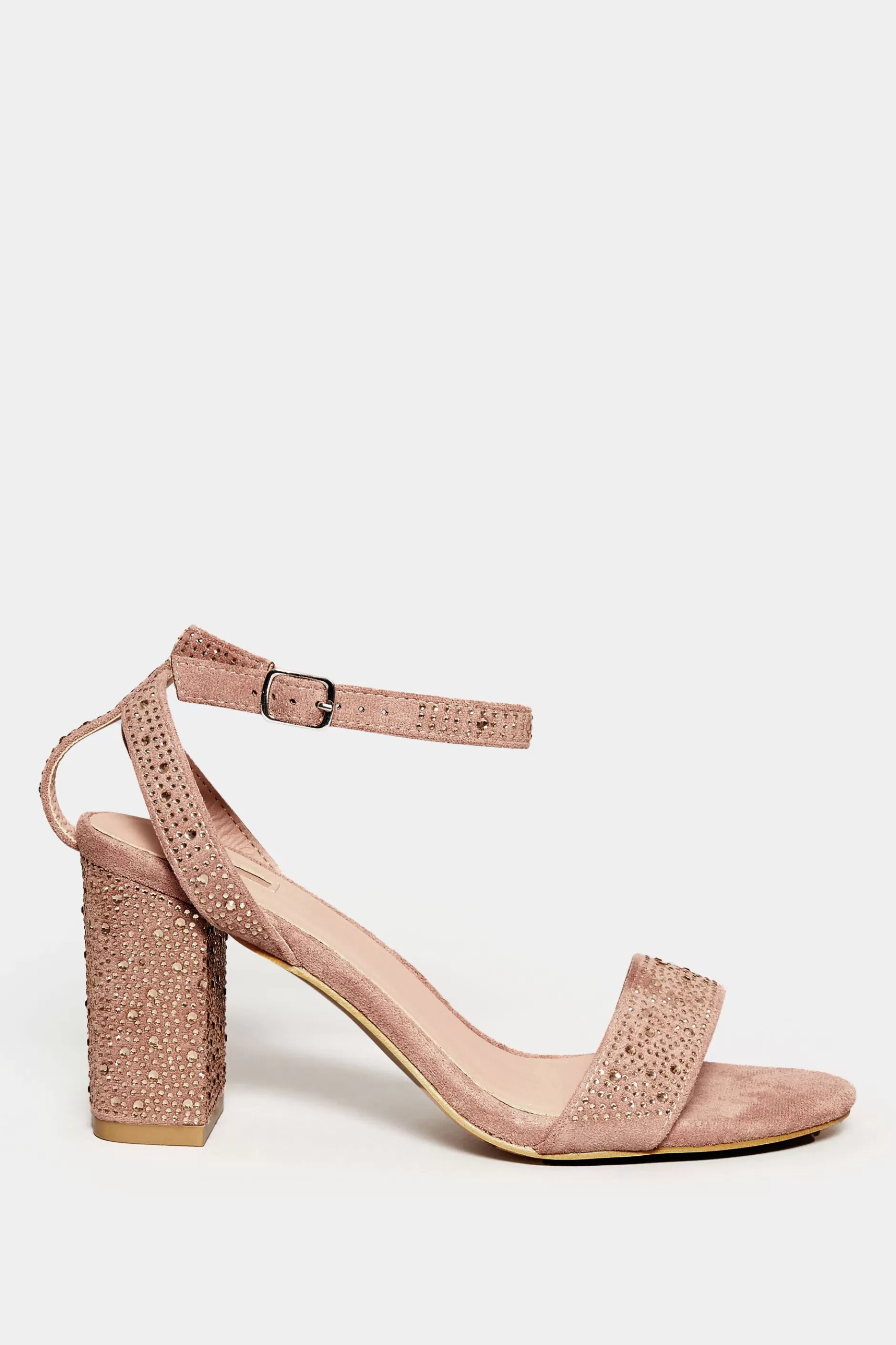 Women M&Co Heels>Limited Collection Limited Collection Pink Faux Suede Diamante Embellished Heels In Wide E Fit & Extra Wide Eee Fit