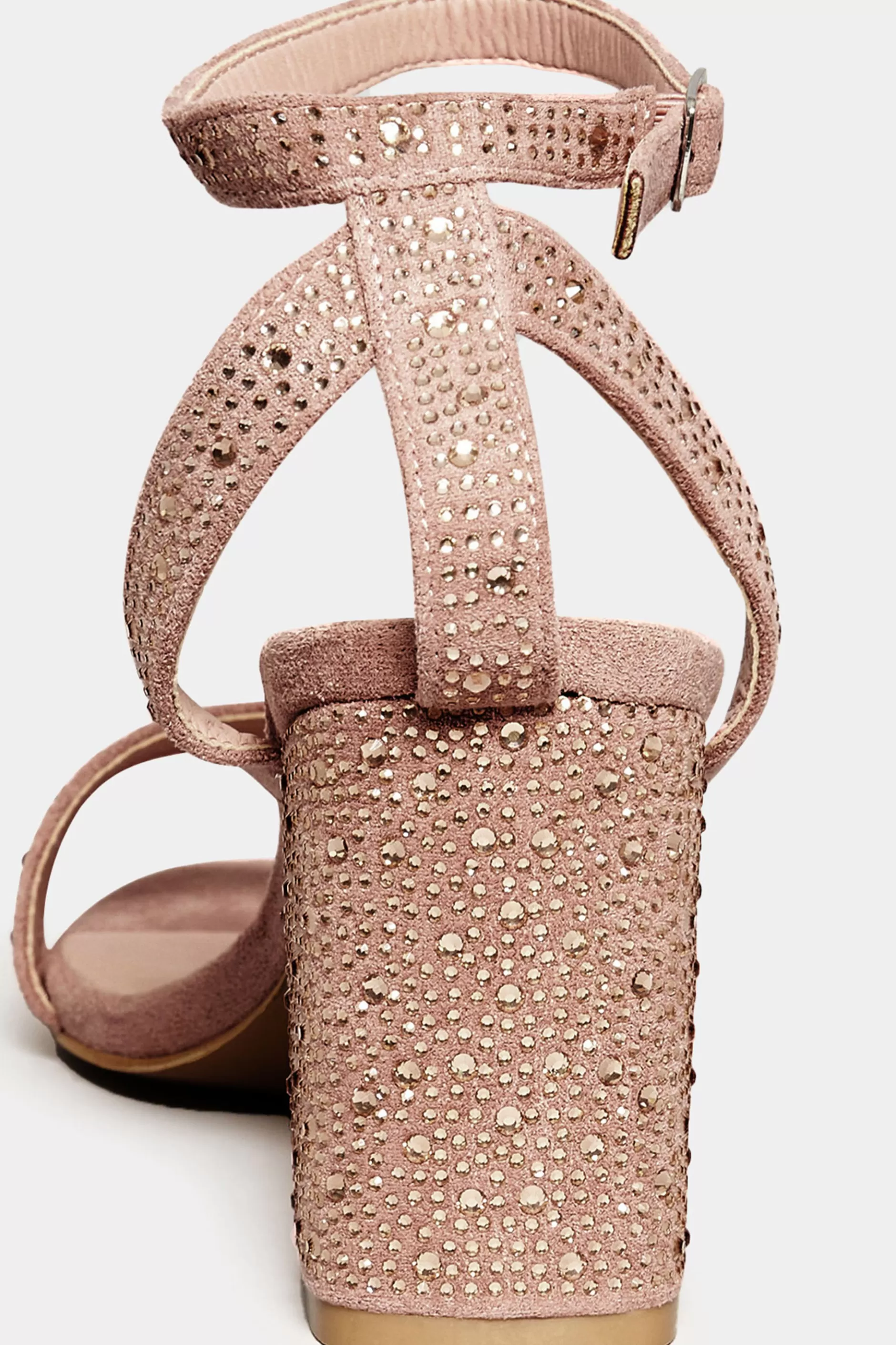 Women M&Co Heels>Limited Collection Limited Collection Pink Faux Suede Diamante Embellished Heels In Wide E Fit & Extra Wide Eee Fit