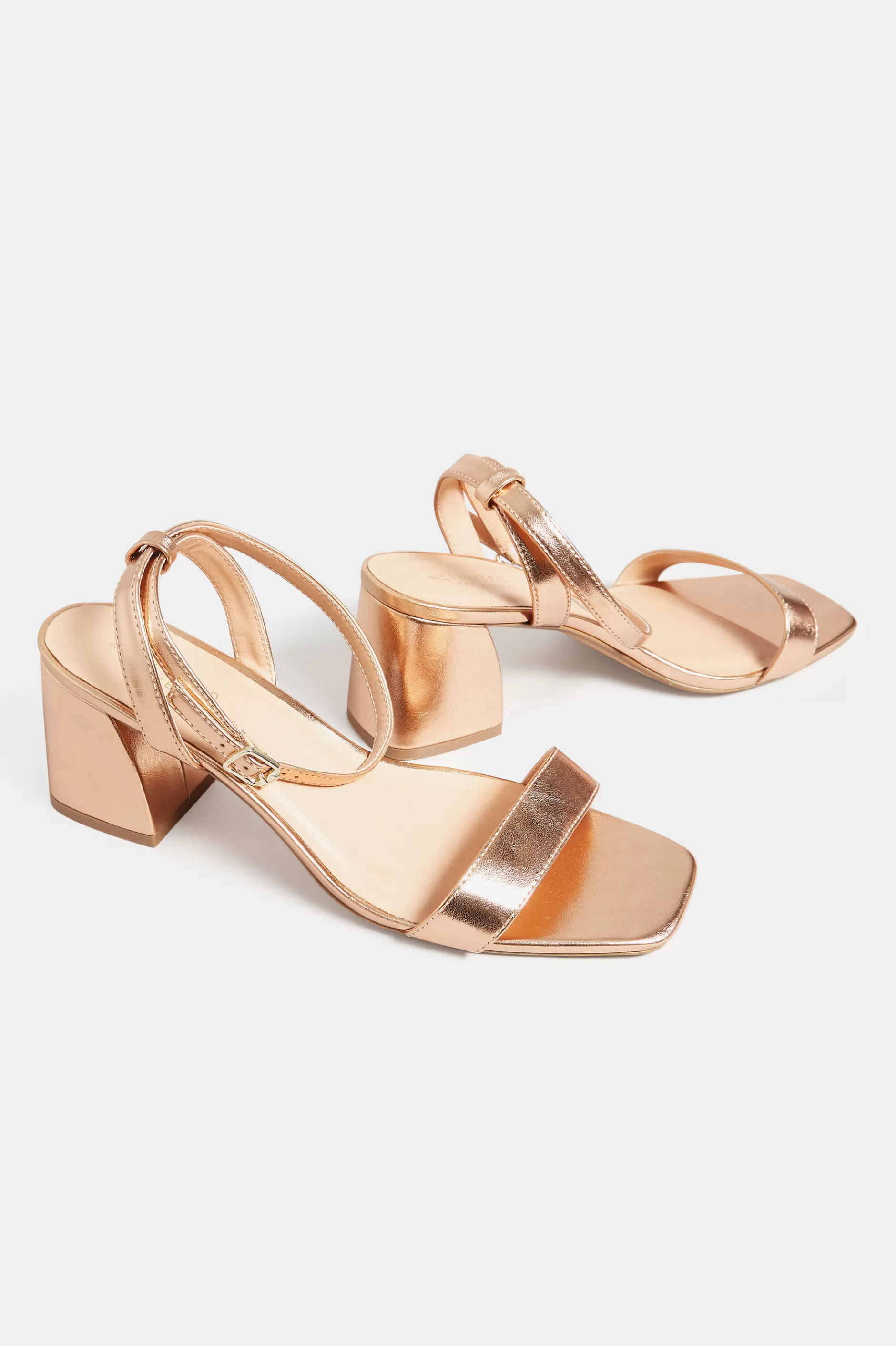Women M&Co Heels>Limited Collection Limited Collection Rose Gold Block Heel Sandals In Wide E Fit & Extra Wide Eee Fit
