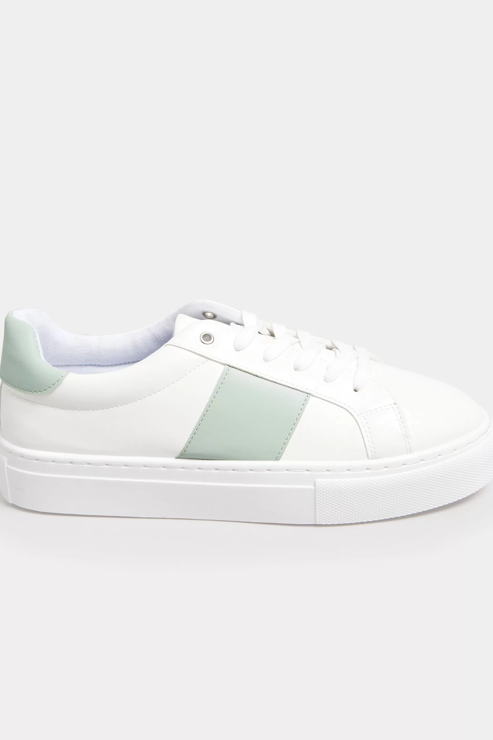 Women M&Co Trainers>Limited Collection Limited Collection White & Mint Green Stripe Trainers In Wide Eee Fit
