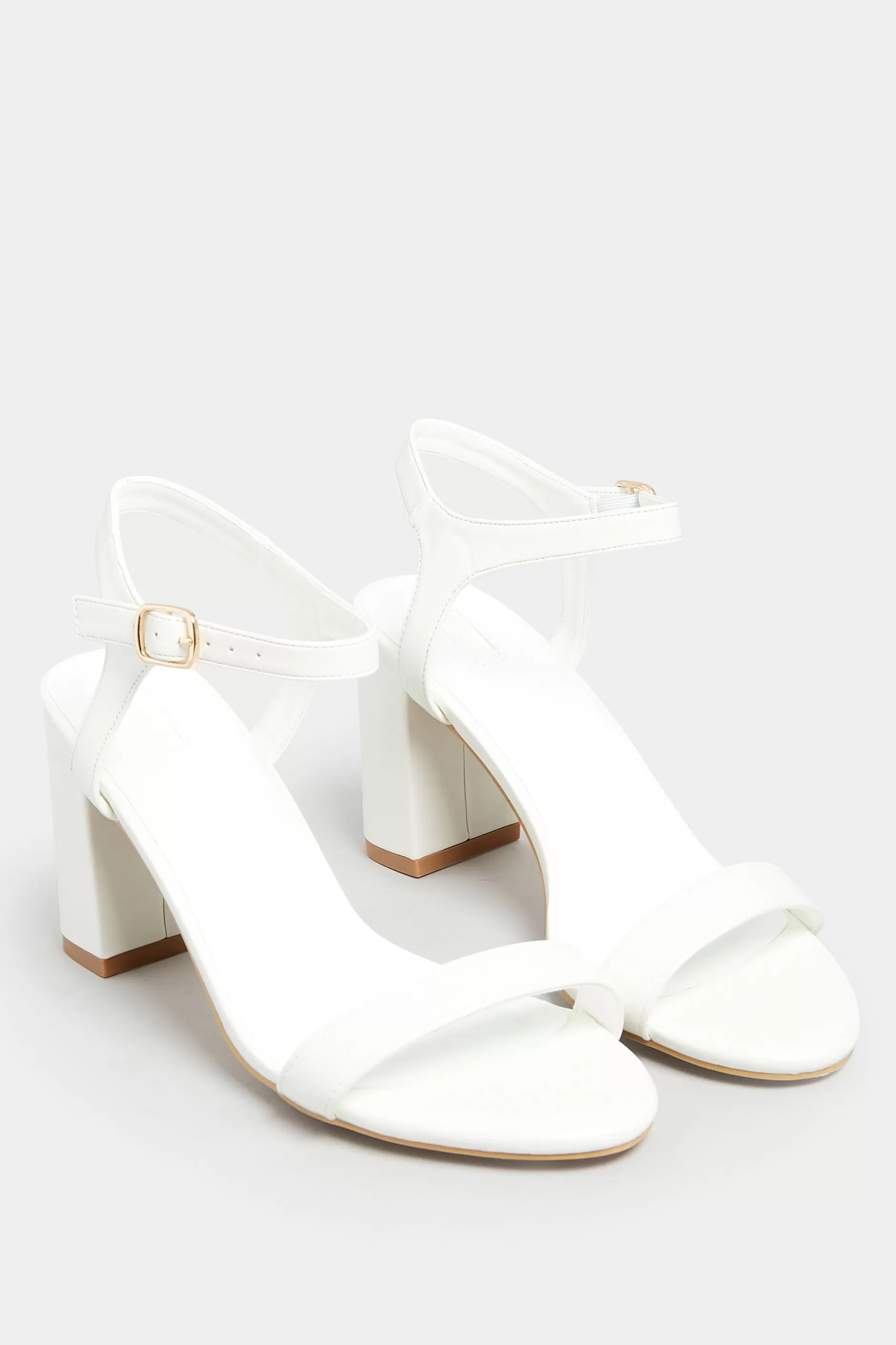 Women M&Co Heels>Limited Collection Limited Collection White Block Heel Sandal In Wide E Fit & Extra Wide Fit