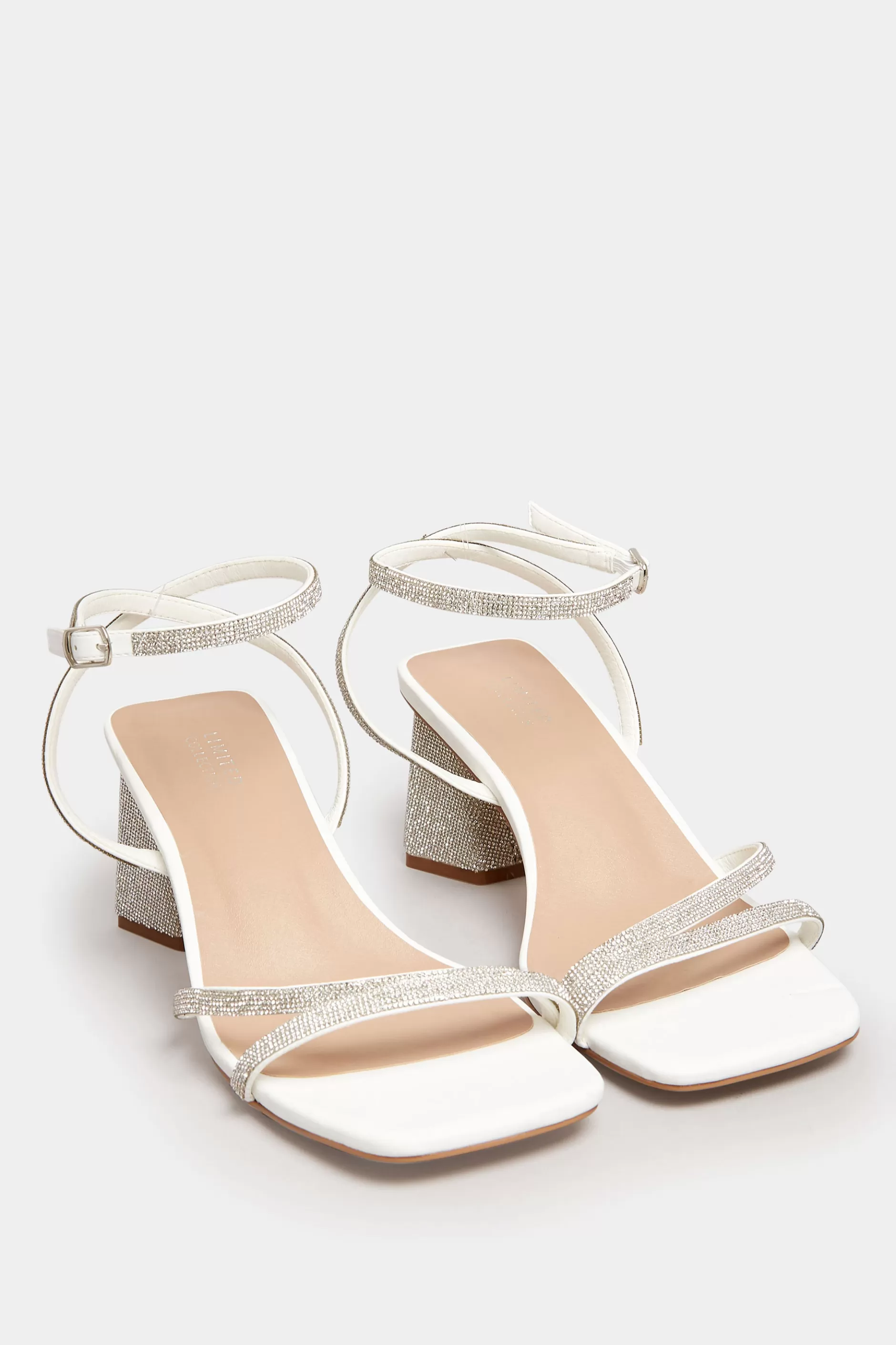 Women M&Co Heels>Limited Collection Limited Collection White Diamante Strappy Heel Sandals In Wide E Fit & Extra Wide Eee Fit