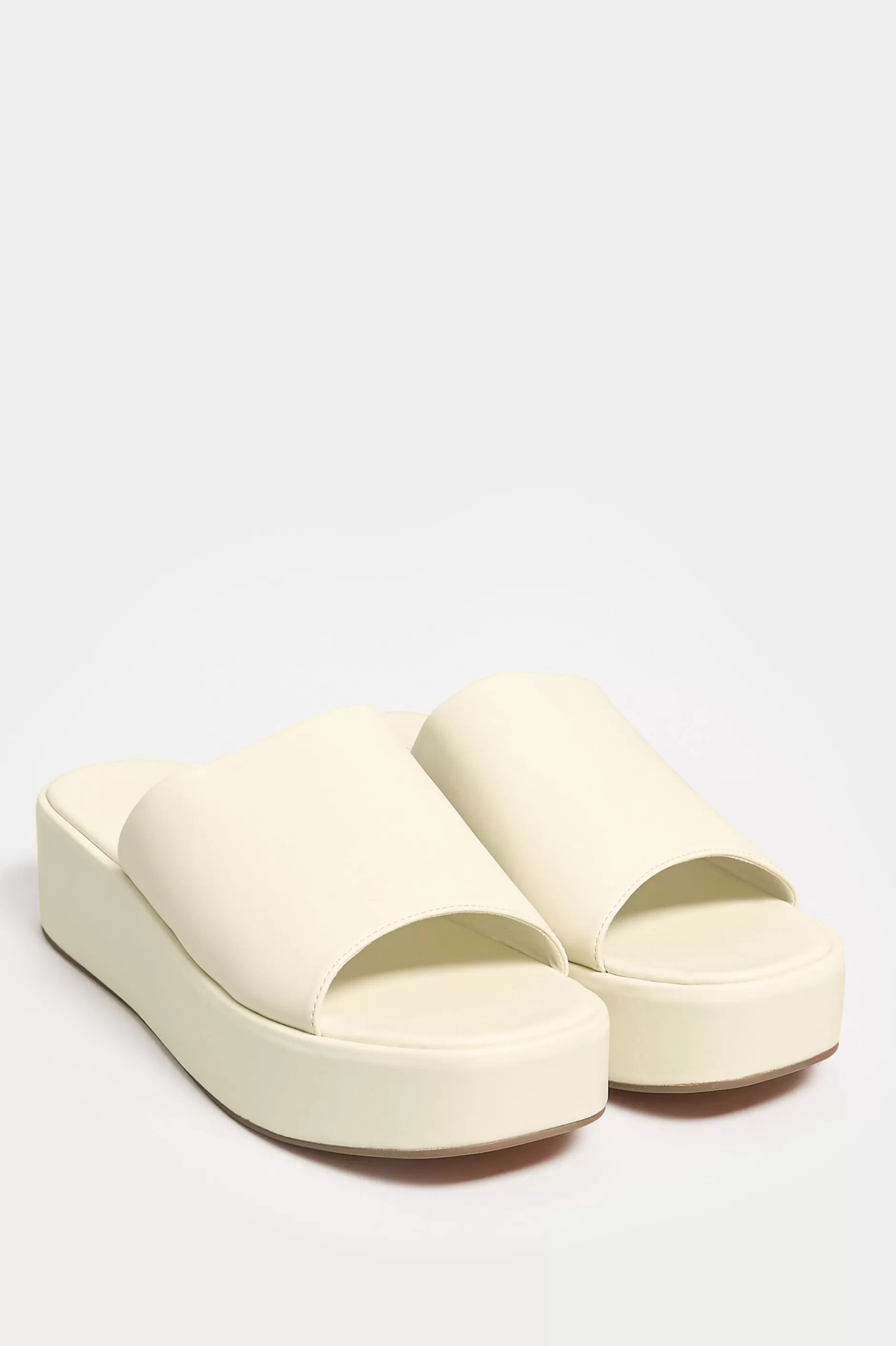 Women M&Co Mules & Sliders>Limited Collection Limited Collection White Platform Mule Sandals In E Wide Fit & Eee Extra Wide Fit